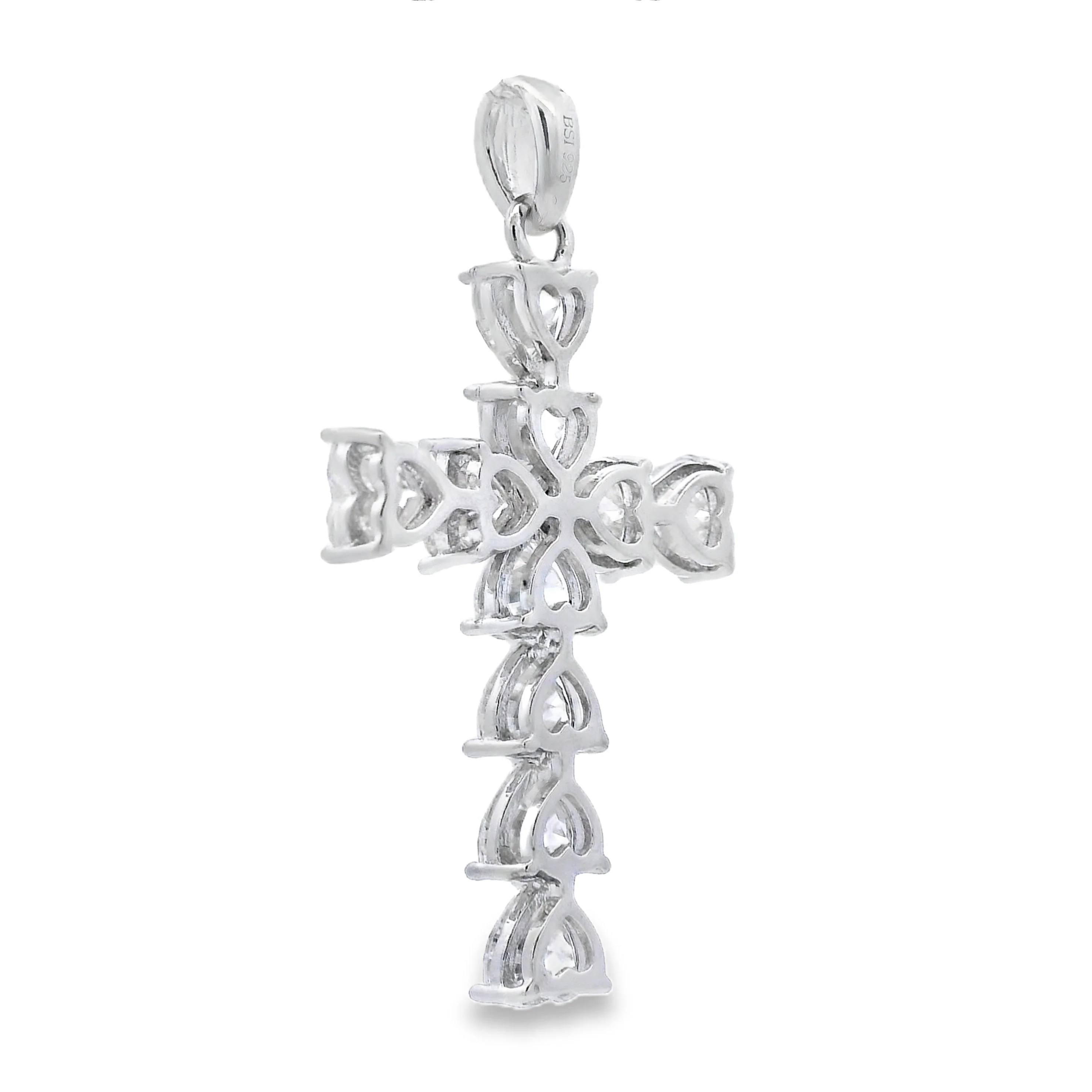 Moissanite Cross Religious Pendant Sterling Silver - Image 2