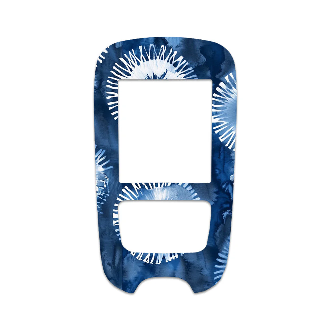 Monochrome Blue Tie Dye Sticker for the Accu-Chek Guide Glucometer - Image 2
