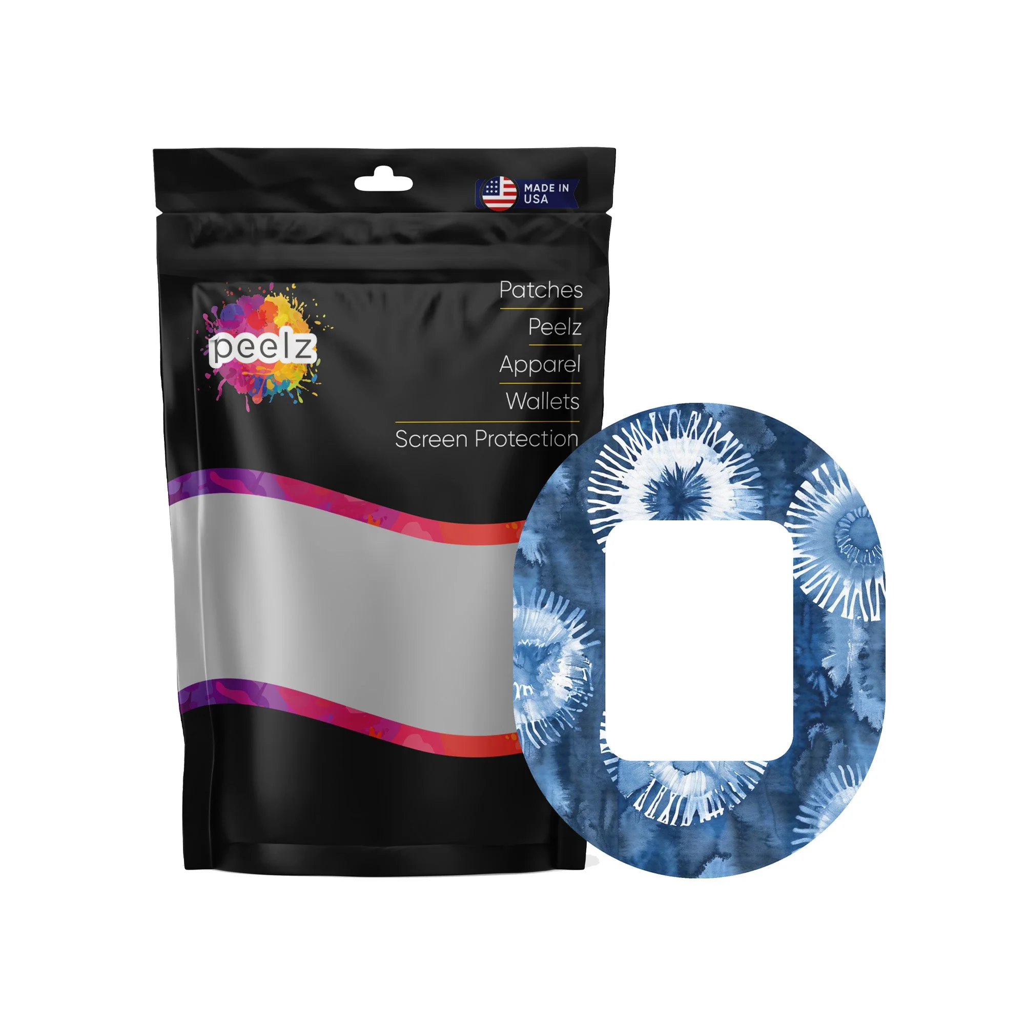 Monochrome Blue Tie Dye Tandem Mobi Decorative Patch Tape - Pump Peelz - Image 3
