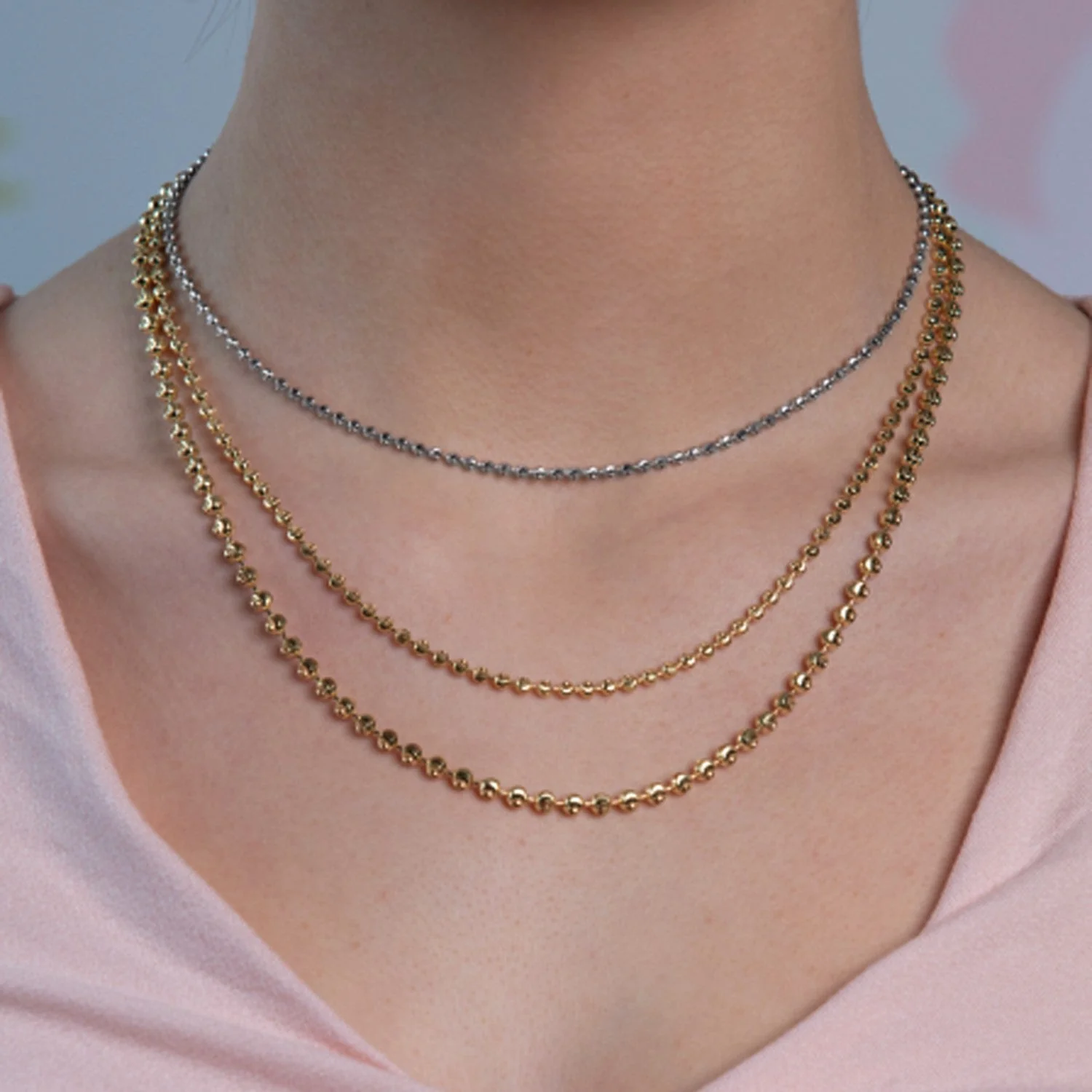 Moon Cut Bead Chain in 14k White Gold (2.50 mm) - Image 4