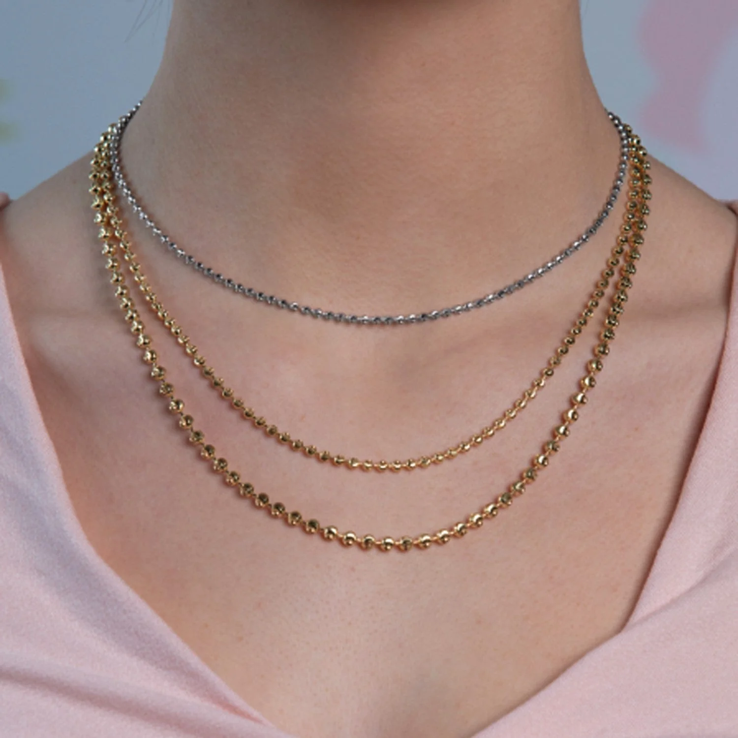 Moon Cut Bead Chain in 14k White Gold (2.50 mm) - Image 8