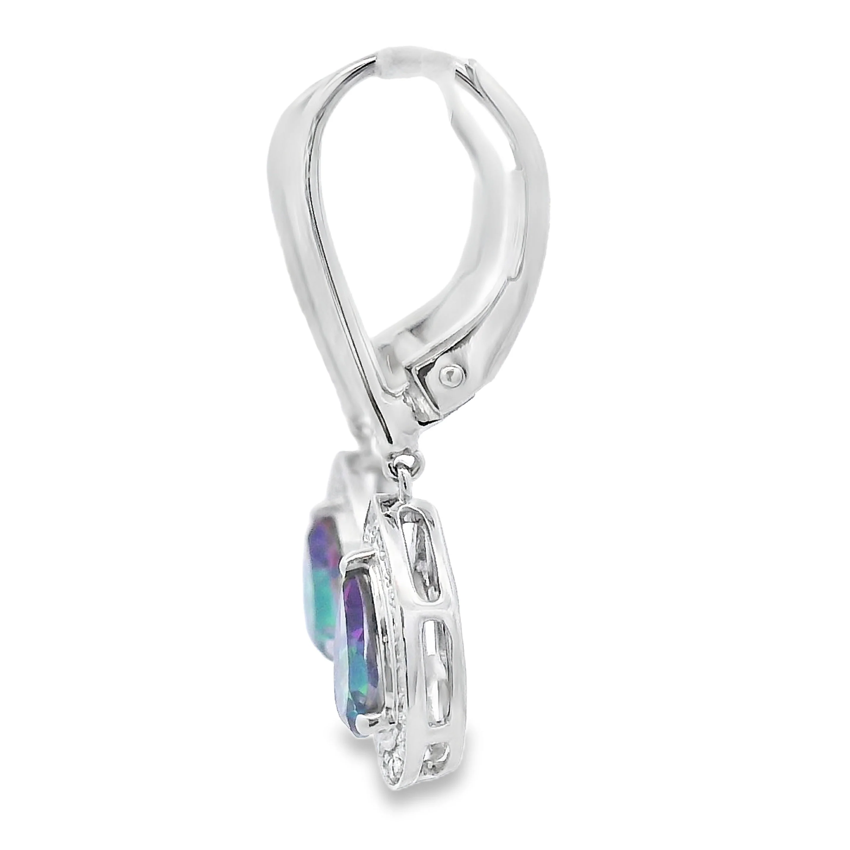 Mystic Fire Topaz Dangle Earrings 10KT White Gold - Image 2