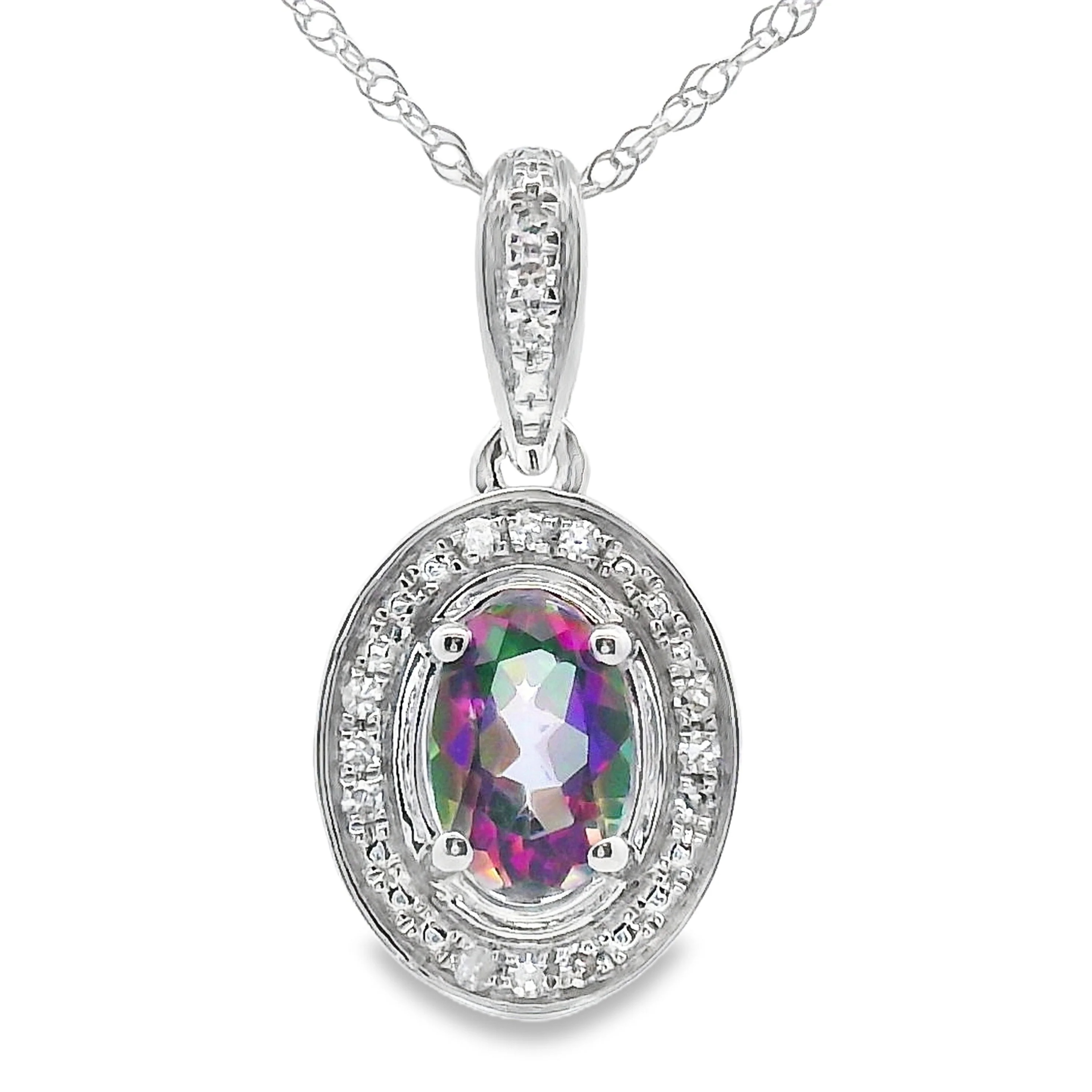 Mystic Fire Topaz Fashion Pendants 10KT White Gold
