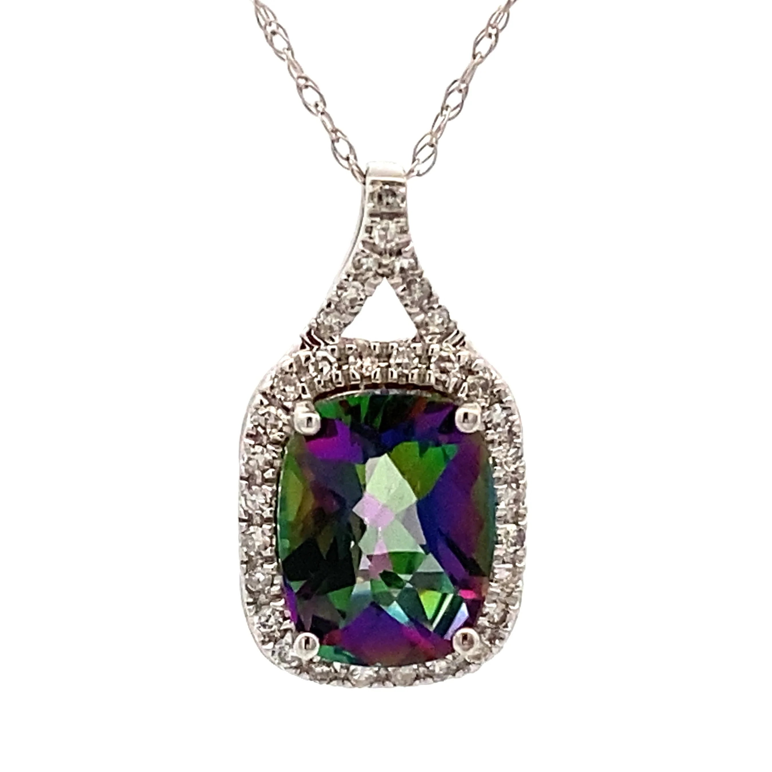 Mystic Fire Topaz Fashion Pendants 14KT White Gold - Image 3