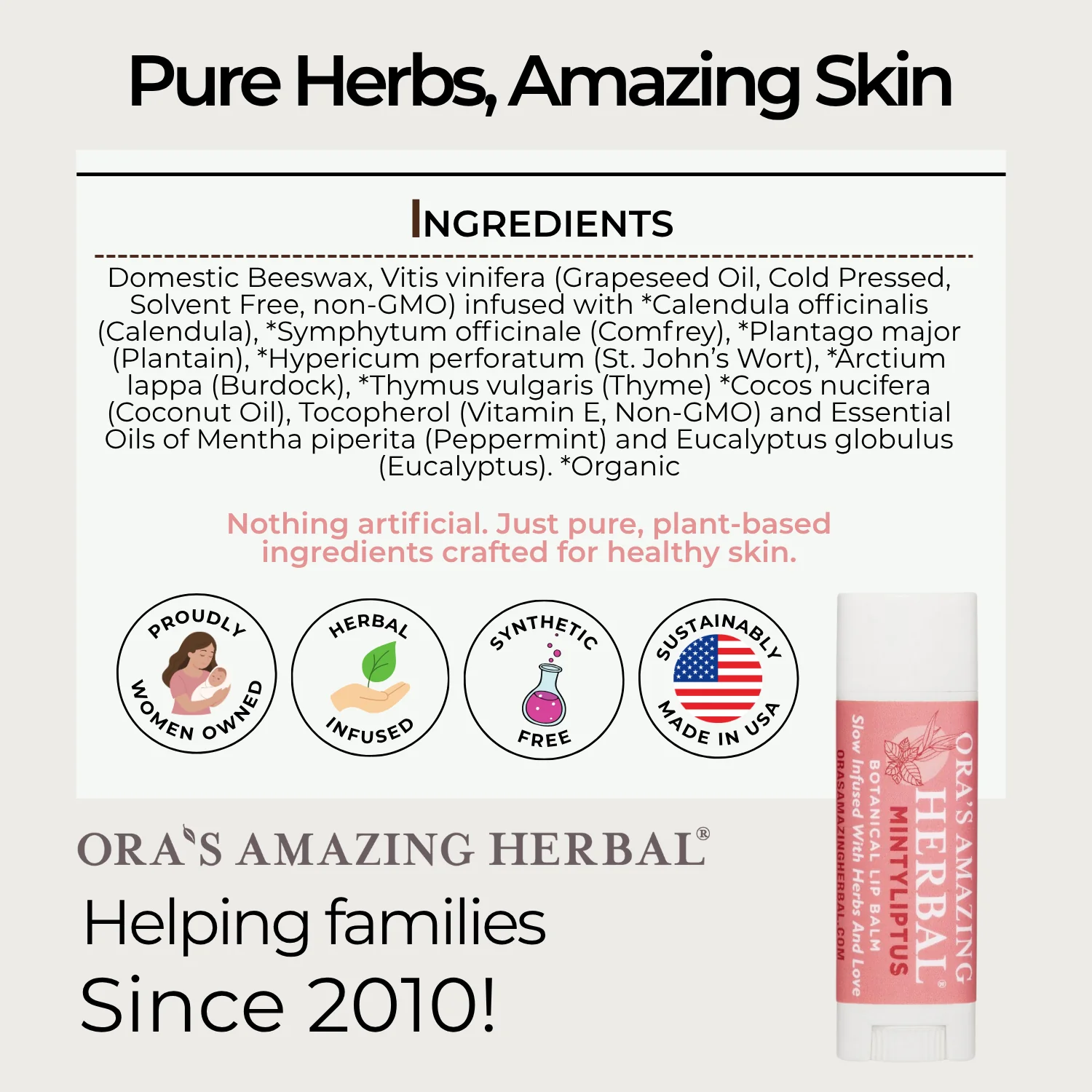 Natural Lip Balm, Herbal Infused, Mintyliptus Peppermint Eucalyptus - Image 6