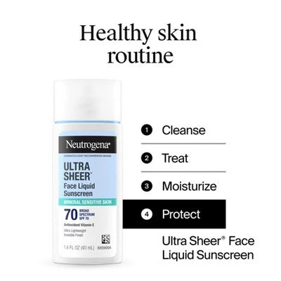 Neutrogena Ultra Sheer Mineral Face Liquid Sunscreen SPF 70 1.4 fl oz - Imperfect Box - Image 10