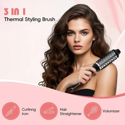 NICEBAY Heated Thermal Brush, Electric Curling Brush & Round Brush Styler with Anti-Scald Nylon Bristles - Imperfect Box - Image 2