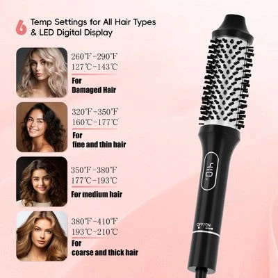 NICEBAY Heated Thermal Brush, Electric Curling Brush & Round Brush Styler with Anti-Scald Nylon Bristles - Imperfect Box - Image 3