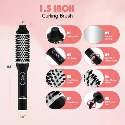 NICEBAY Heated Thermal Brush, Electric Curling Brush & Round Brush Styler with Anti-Scald Nylon Bristles - Imperfect Box - Image 4
