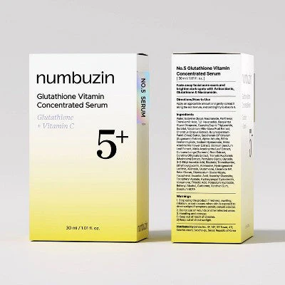 numbuzin No.5+ Glutathione Vitamin Concentrated Face Serum Travel Size 1.01 fl oz - Imperfect Box - Image 3