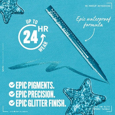 NYX Professional Makeup Epic Wear Glitz Metallic Liquid Eyeliner Tapered Twinkle 0.03fl oz - New - Image 3