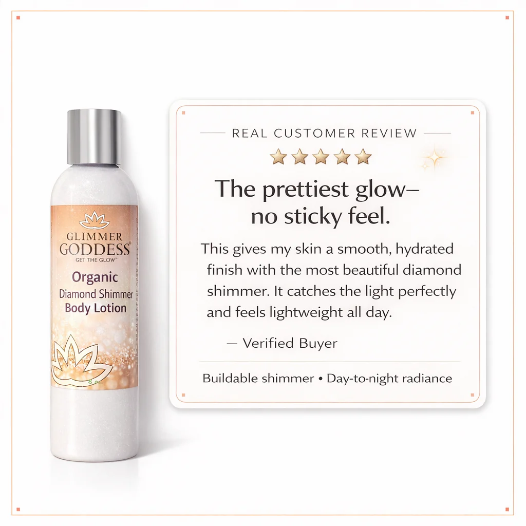 Organic Diamond Shimmer Body Lotion – Buildable Luminous Glow - Image 4
