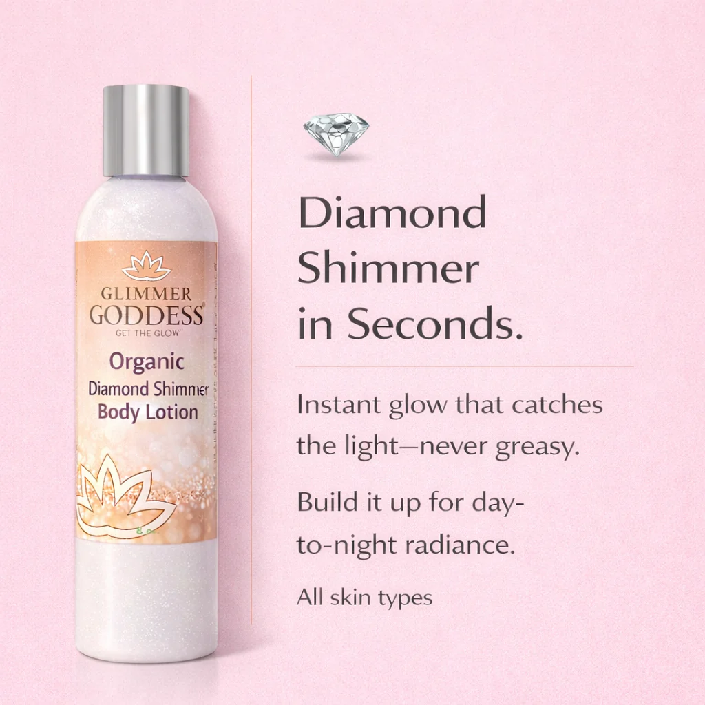Organic Diamond Shimmer Body Lotion – Buildable Luminous Glow - Image 7
