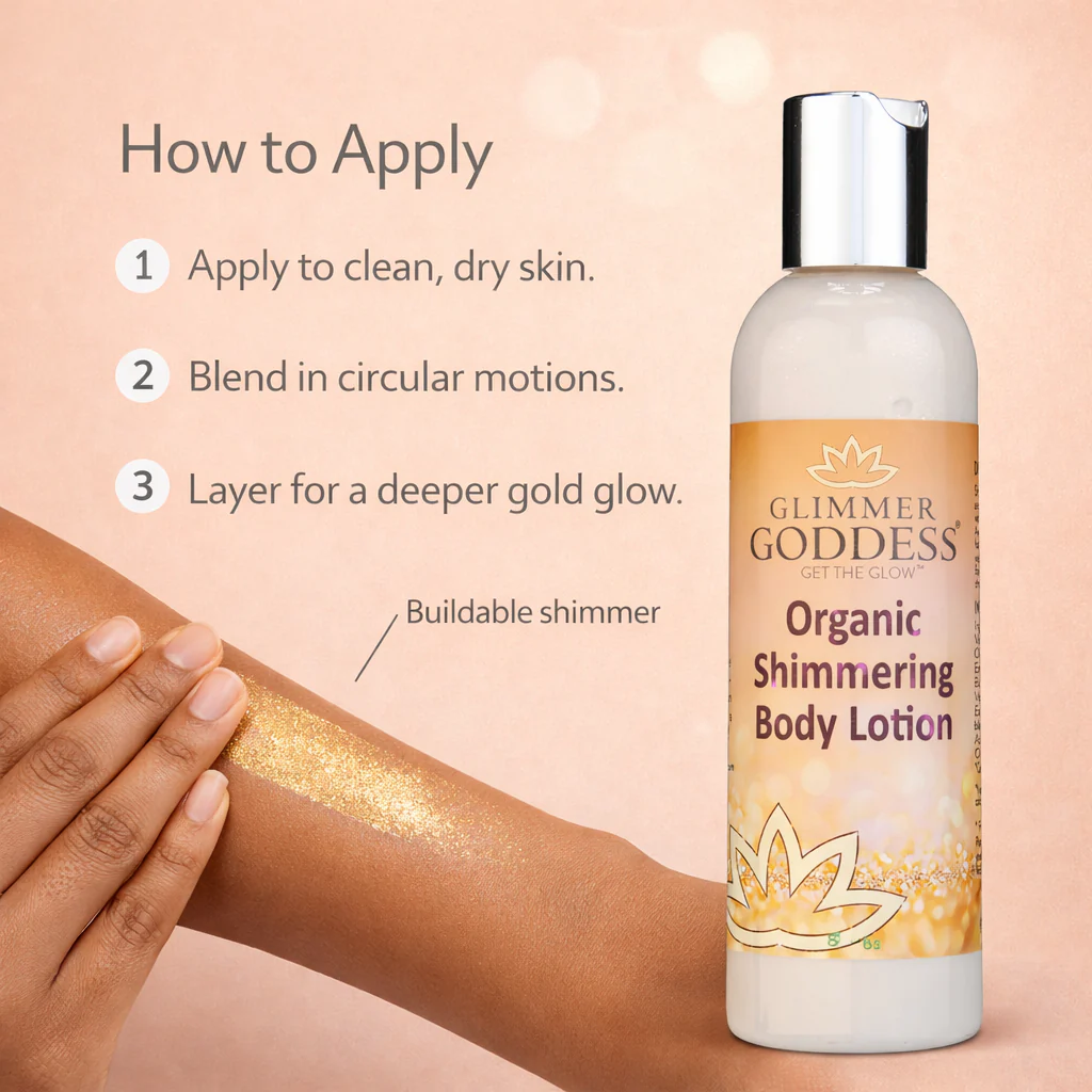 Organic Gold Shimmer Body Lotion – Buildable Luminous Glow - Image 2