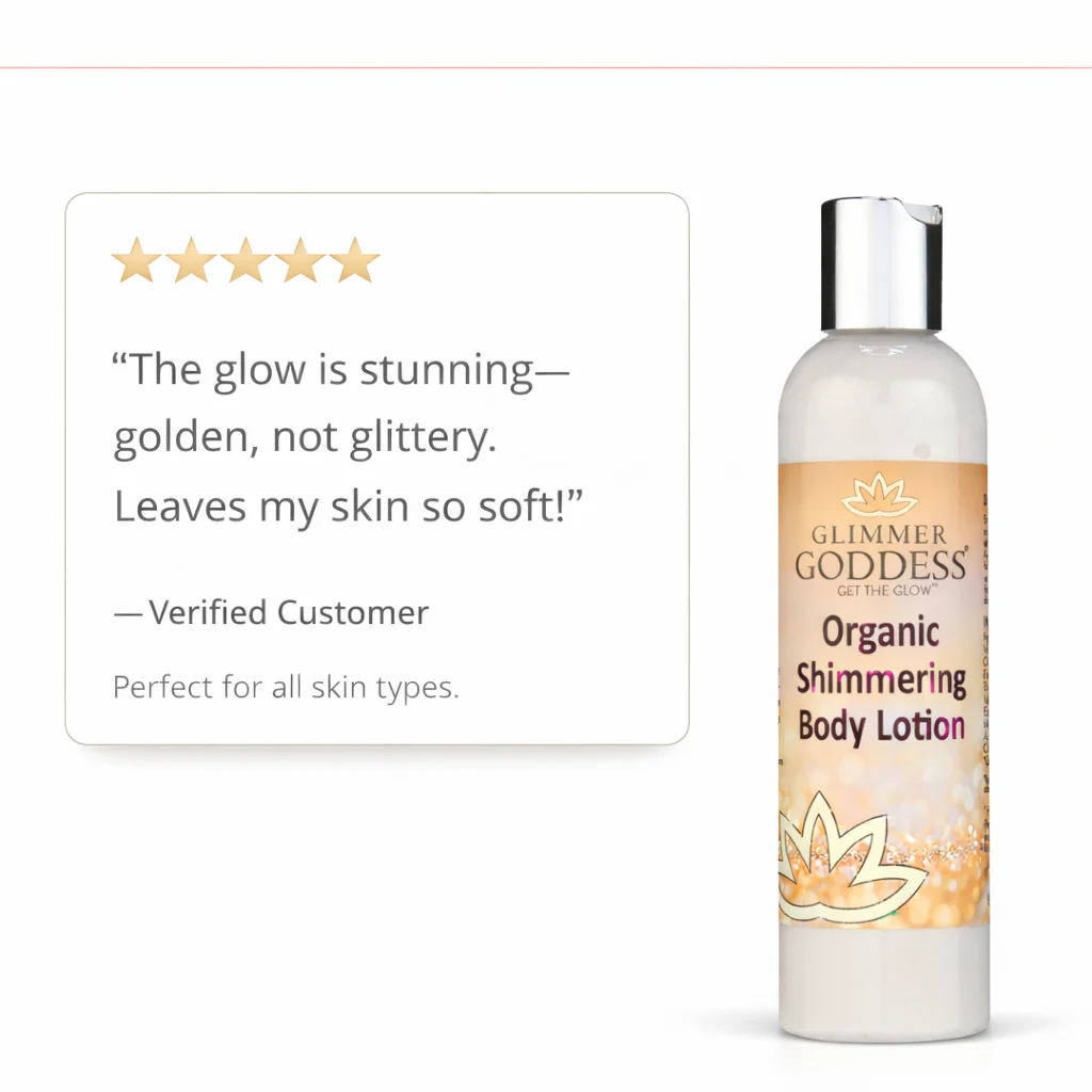 Organic Gold Shimmer Body Lotion – Buildable Luminous Glow - Image 3