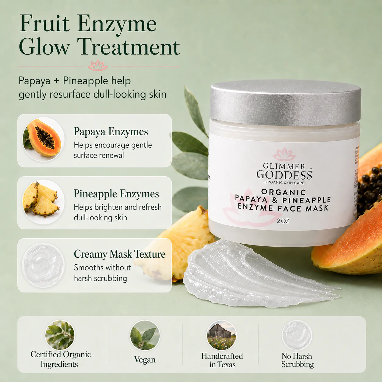 Organic Papaya Pineapple Enzyme Face Mask – Gentle Exfoliating Treatment - Image 4