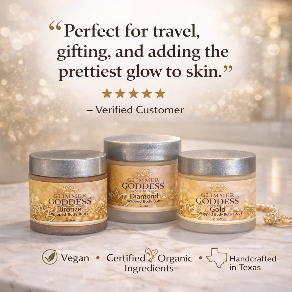 Organic Shimmering Body Butter Trio – 3 x 2 oz Travel Set - Image 3