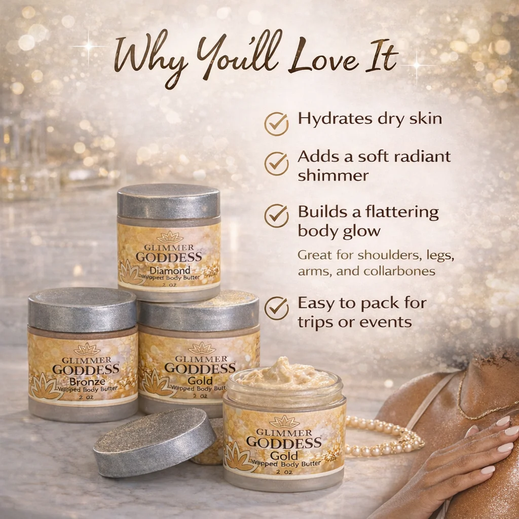 Organic Shimmering Body Butter Trio – 3 x 2 oz Travel Set - Image 5