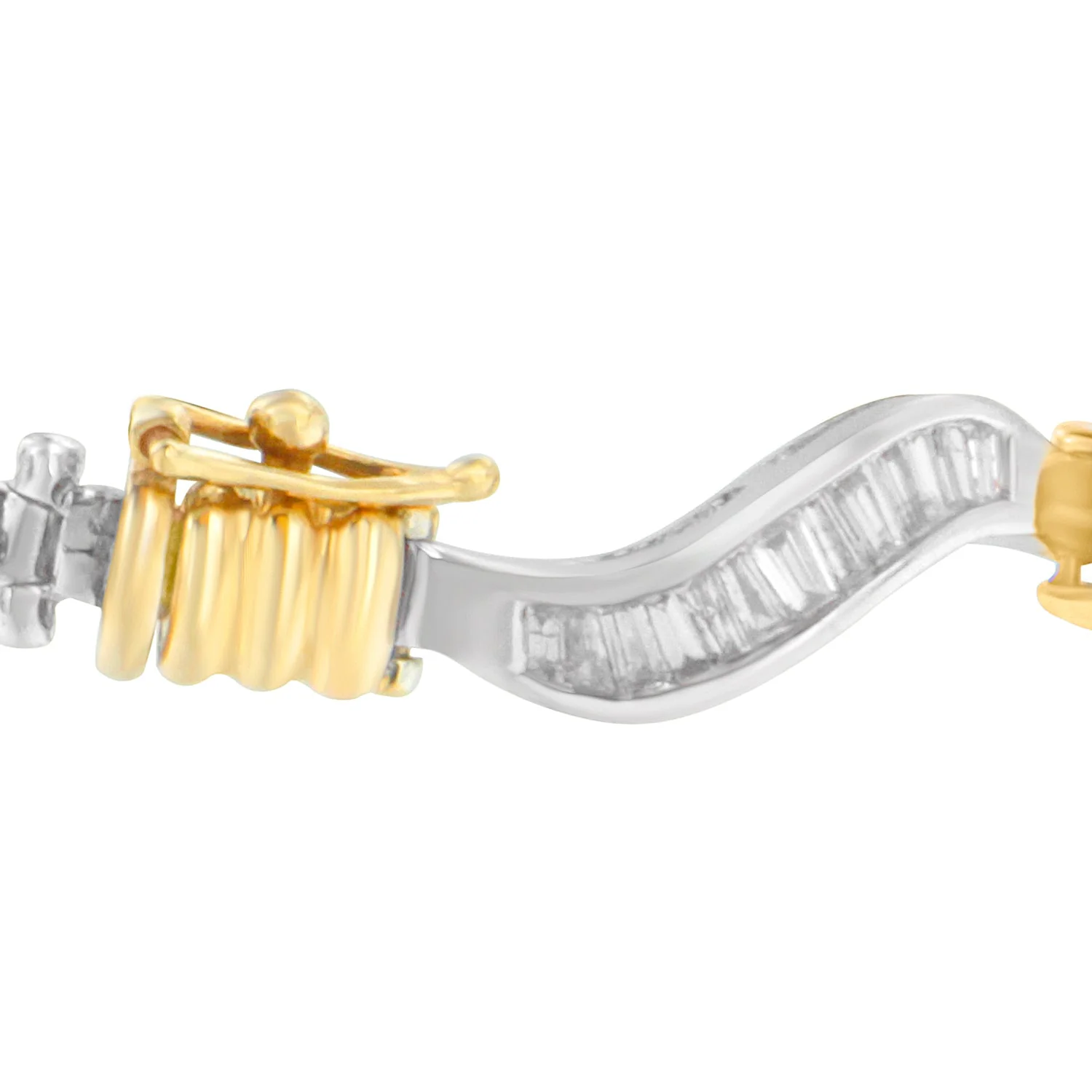 Original Classics 10K Two-Tone Gold Baguette Cut Diamond Spiral Bracelet (2.00 cttw, H-I Color, I1-I2 Clarity) - Image 2