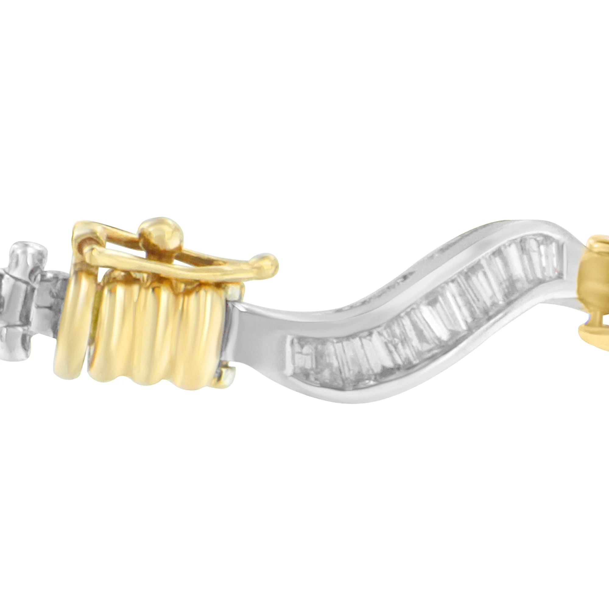 Original Classics 10K Two-Tone Gold Baguette Cut Diamond Spiral Bracelet (2.00 cttw, H-I Color, I1-I2 Clarity) - Image 5