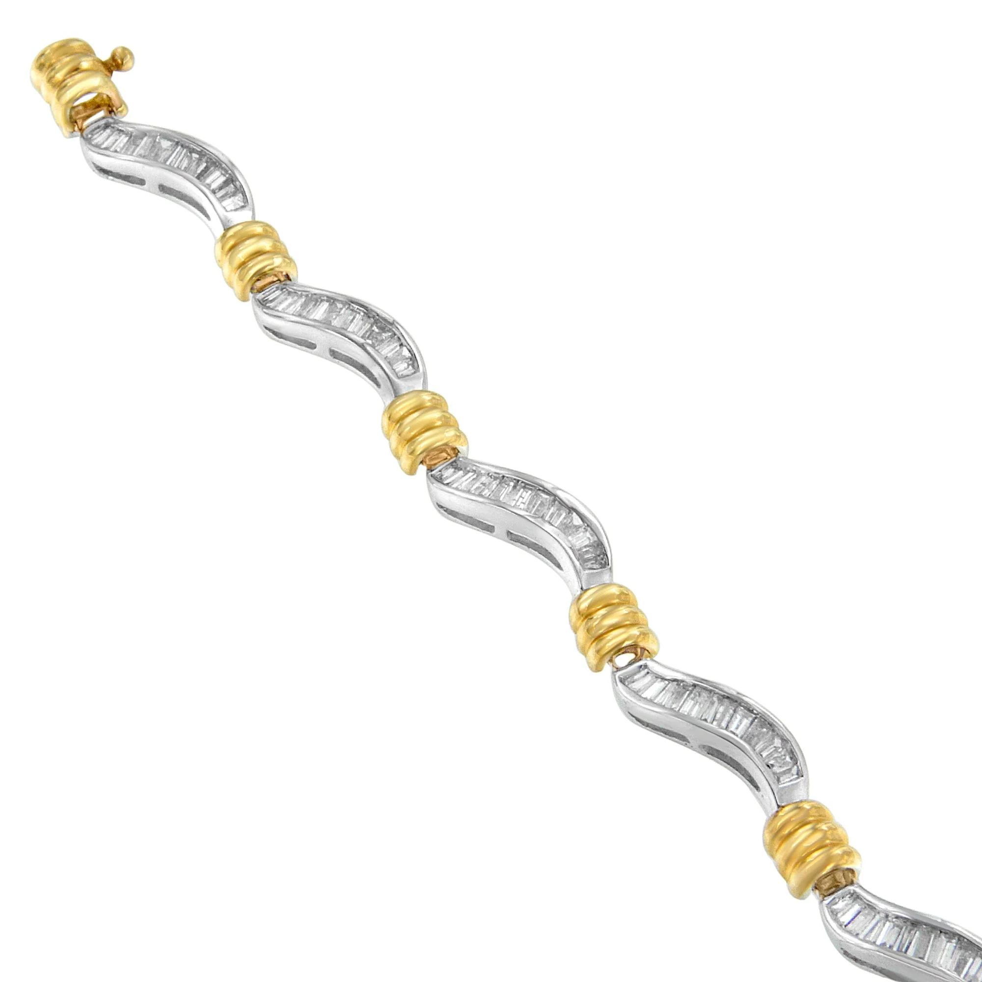Original Classics 10K Two-Tone Gold Baguette Cut Diamond Spiral Bracelet (2.00 cttw, H-I Color, I1-I2 Clarity) - Image 6