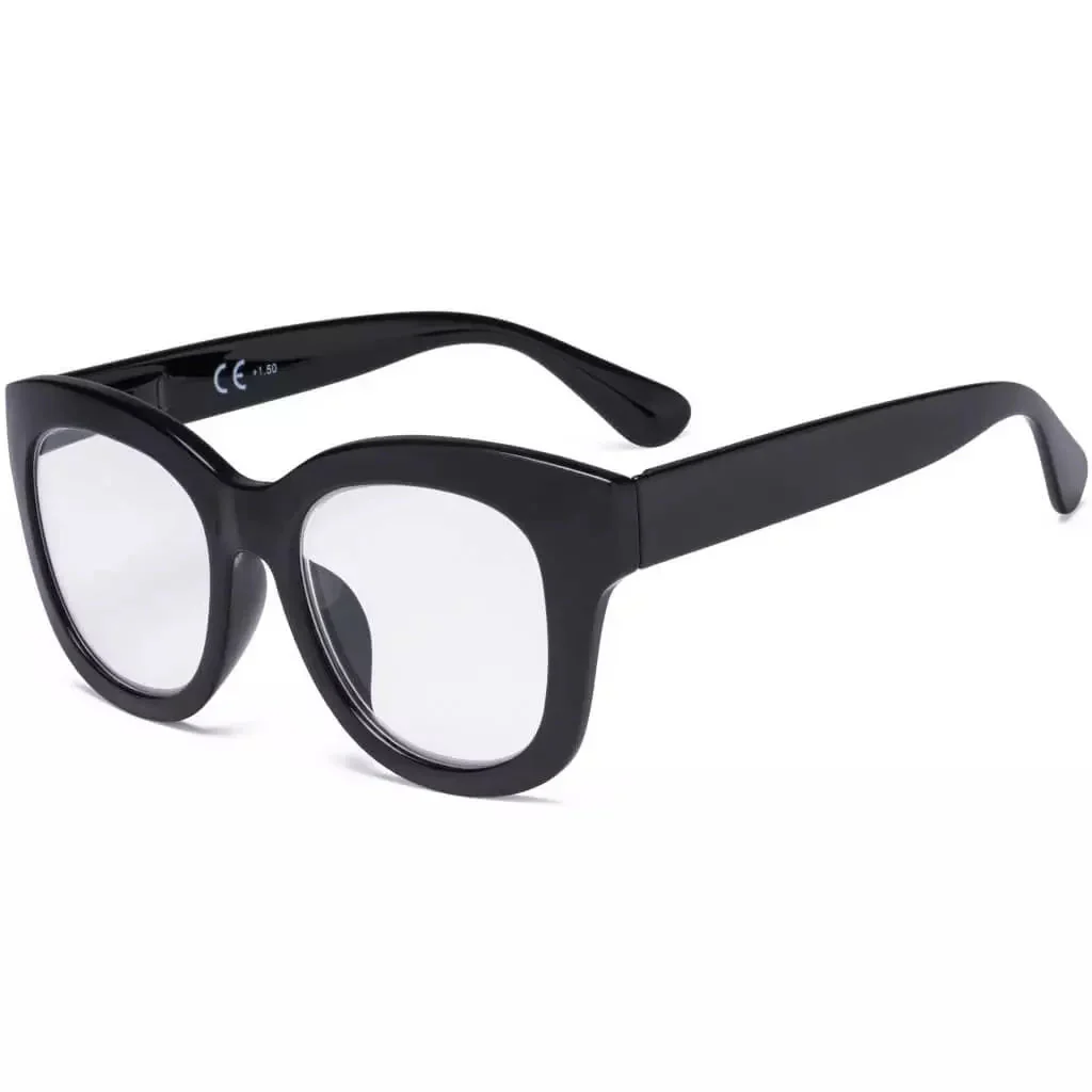 Oversized Retro Reading Glasses Thick Square Design Readers FH1555 - Image 4
