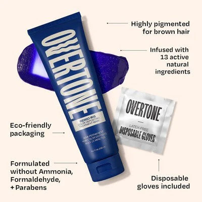 Overtone Indigo Iris Hair Mask Semi-Permanent Hair Dye & Color Conditioner Blue for Brown & Blonde Hair - New - Image 6