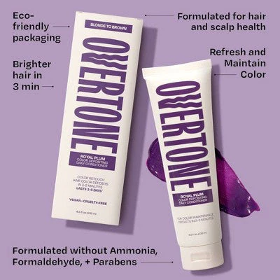 Overtone Royal Plum Daily Conditioner- Semi-Permanent Purple Hair Color  4.5 oz - New - Image 6