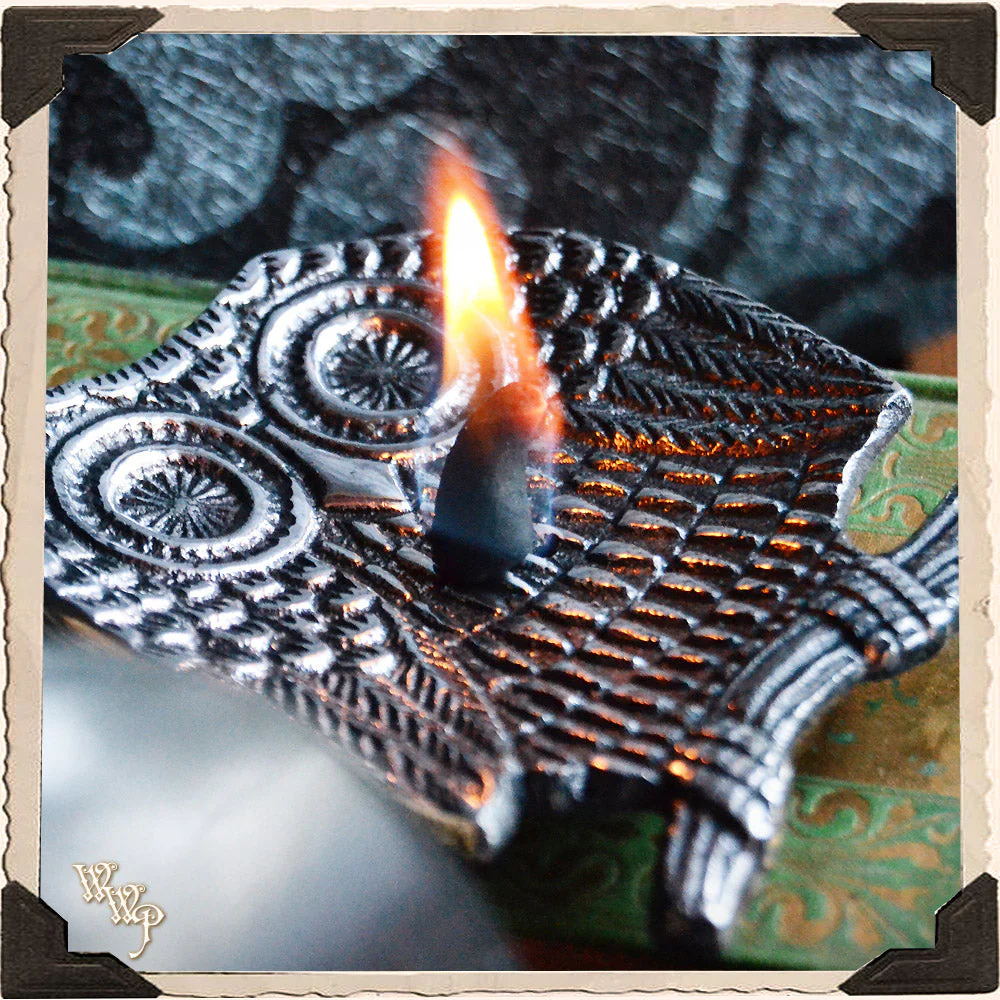 OWL INCENSE BURNER DISH. Aluminum Tray. Incense Stick & Cone Holder. - Image 3