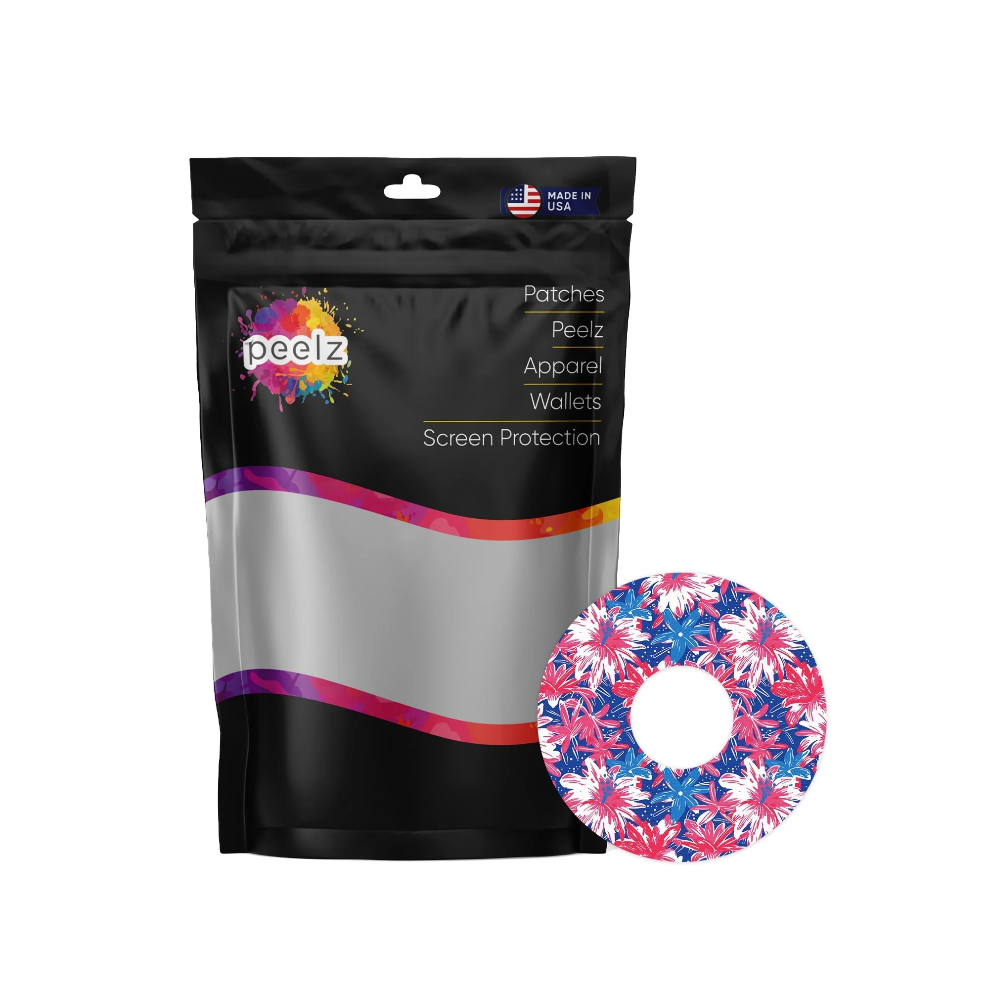 Patriotic Flowers Patch FreeStyle Libre 3 Plus & Lingo  Patch Tape - Pump Peelz - Image 2