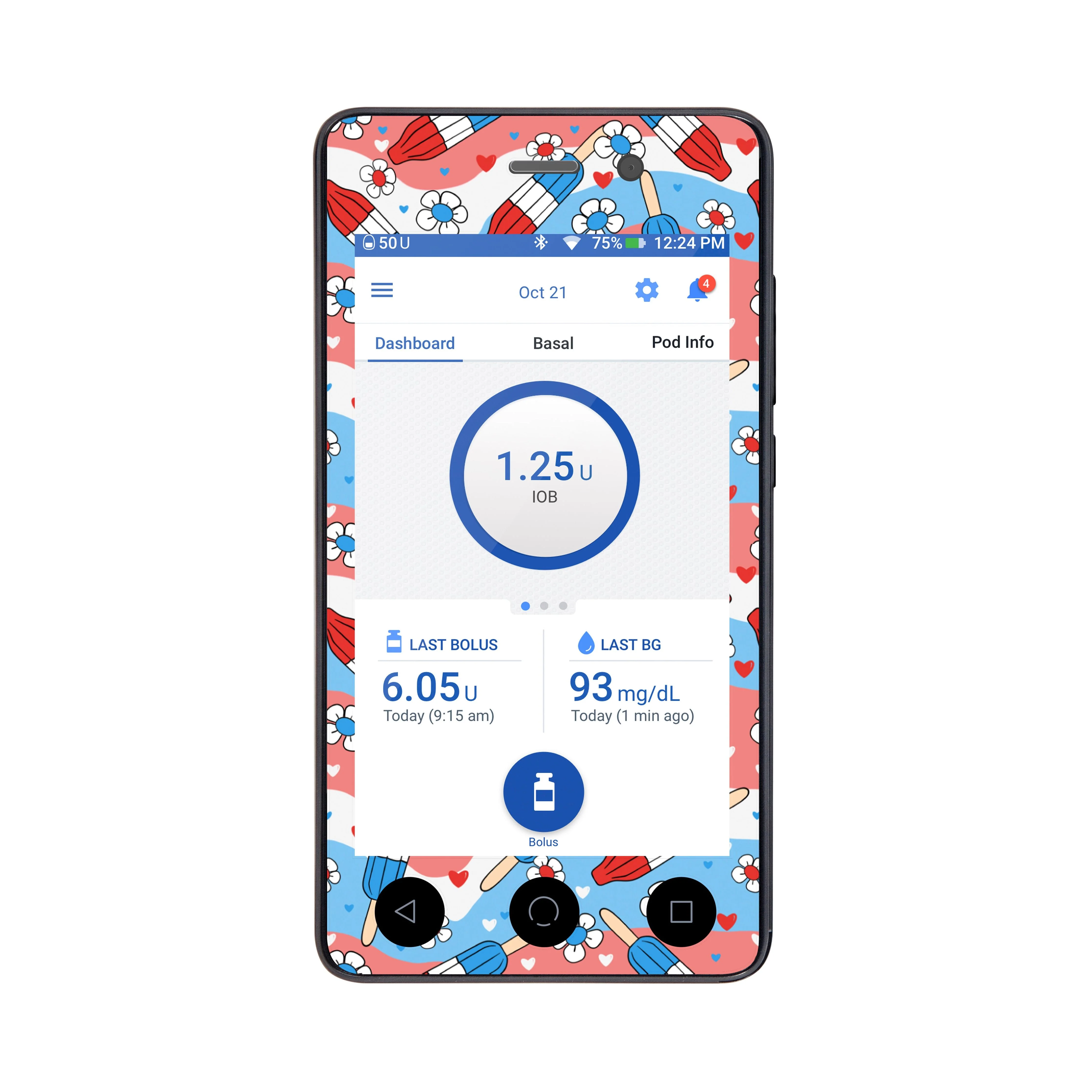 Patriotic Popsicles Sticker for Omnipod DASH® PDM – Pump Peelz