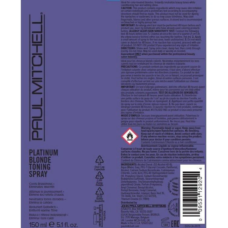 Paul Mitchell Platinum Blonde Purple Toning Spray 5.1 fl oz - Image 3