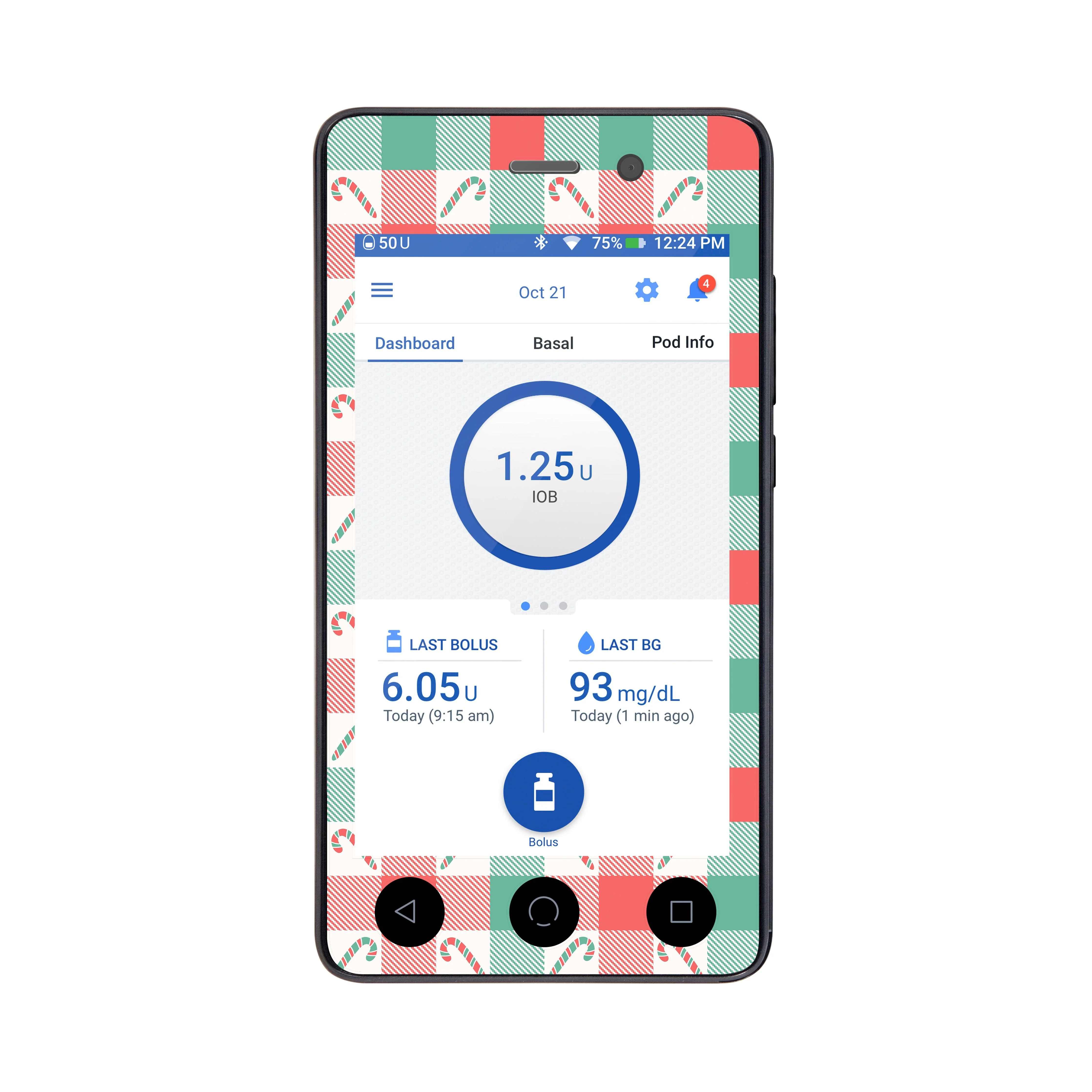 Peppermint Plaid Sticker for Omnipod DASH® PDM – Pump Peelz