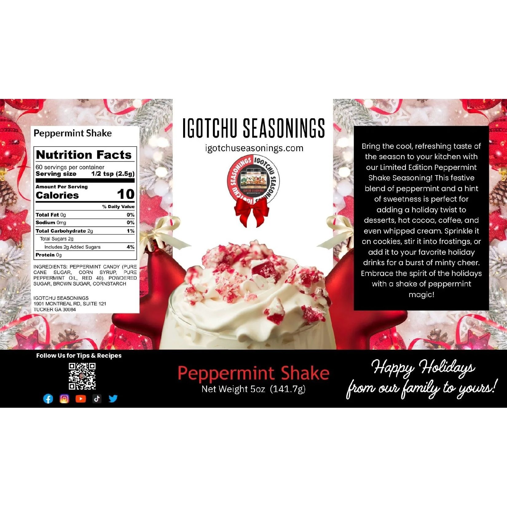Peppermint Shake 5.5 oz  Holiday Limited Edition - Image 2
