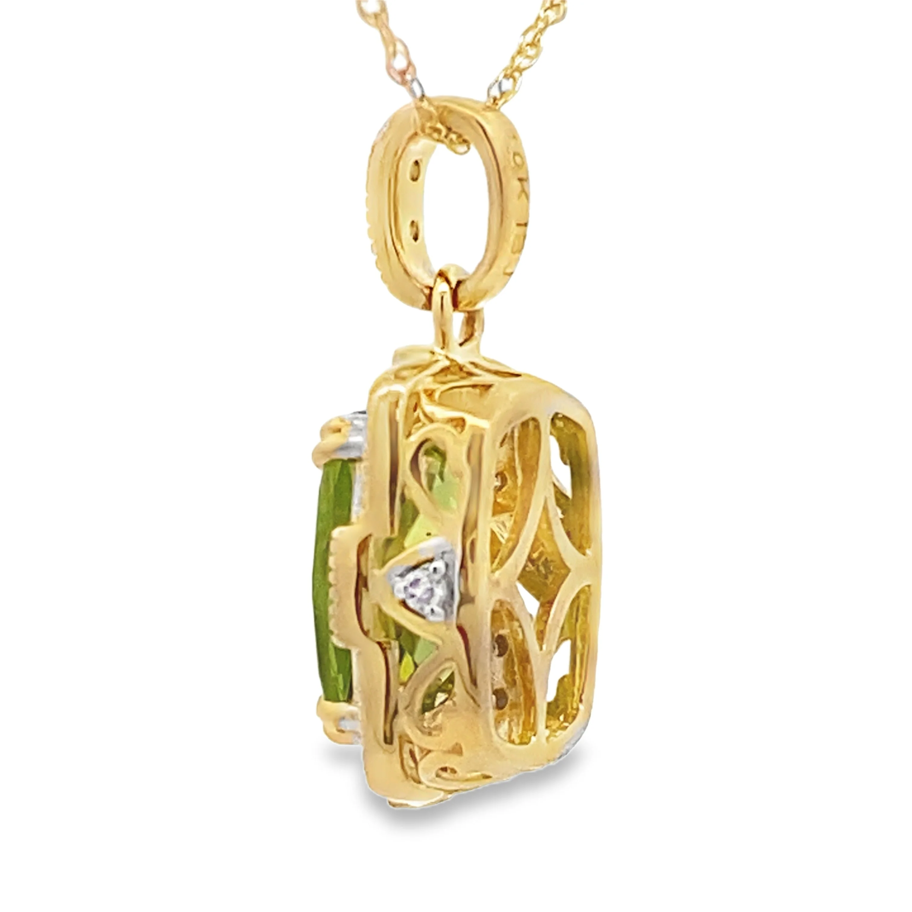 Peridot Diamond Fashion Pendants 10KT Yellow Gold - Image 2