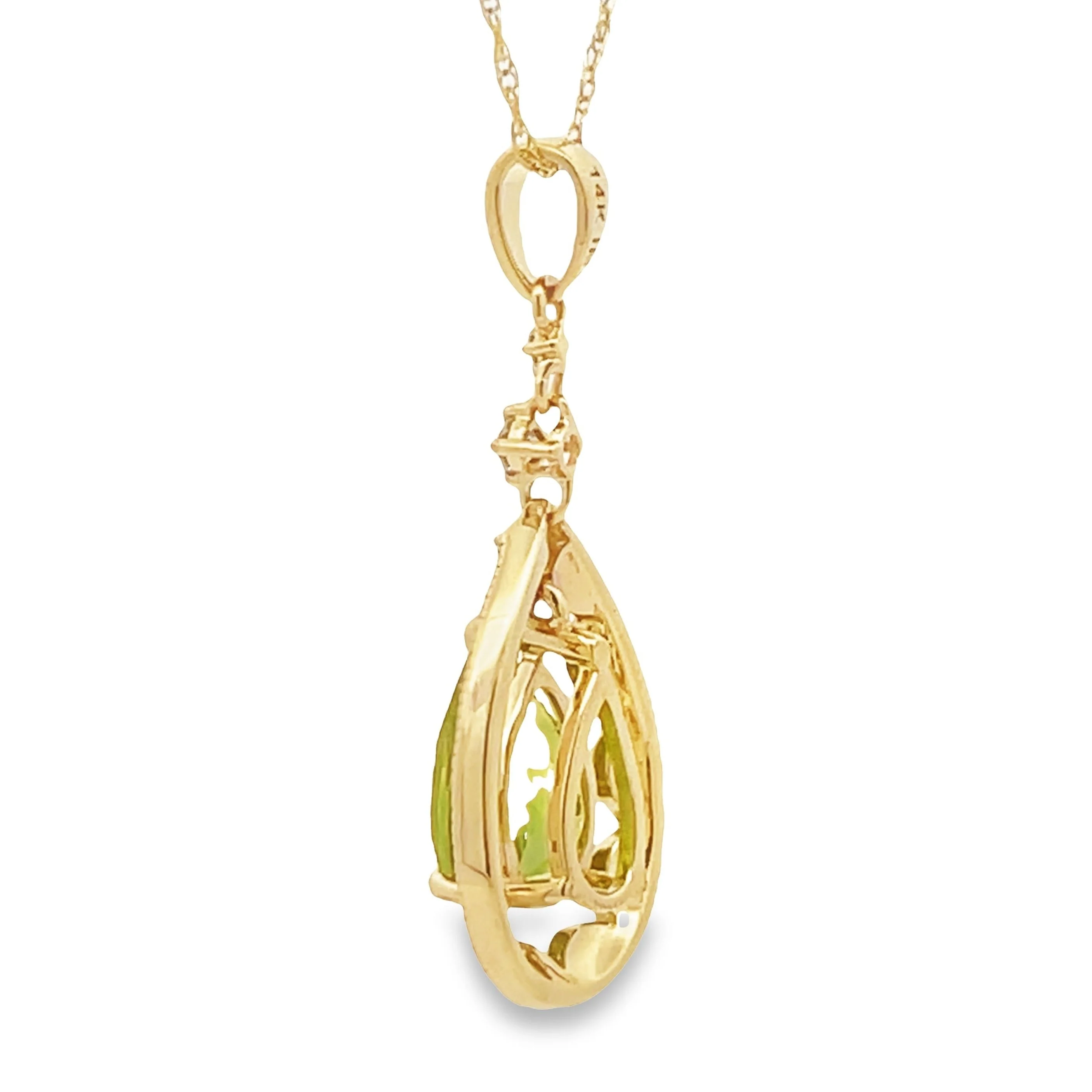 Peridot Diamond Fashion Pendants 14KT Yellow Gold - Image 5