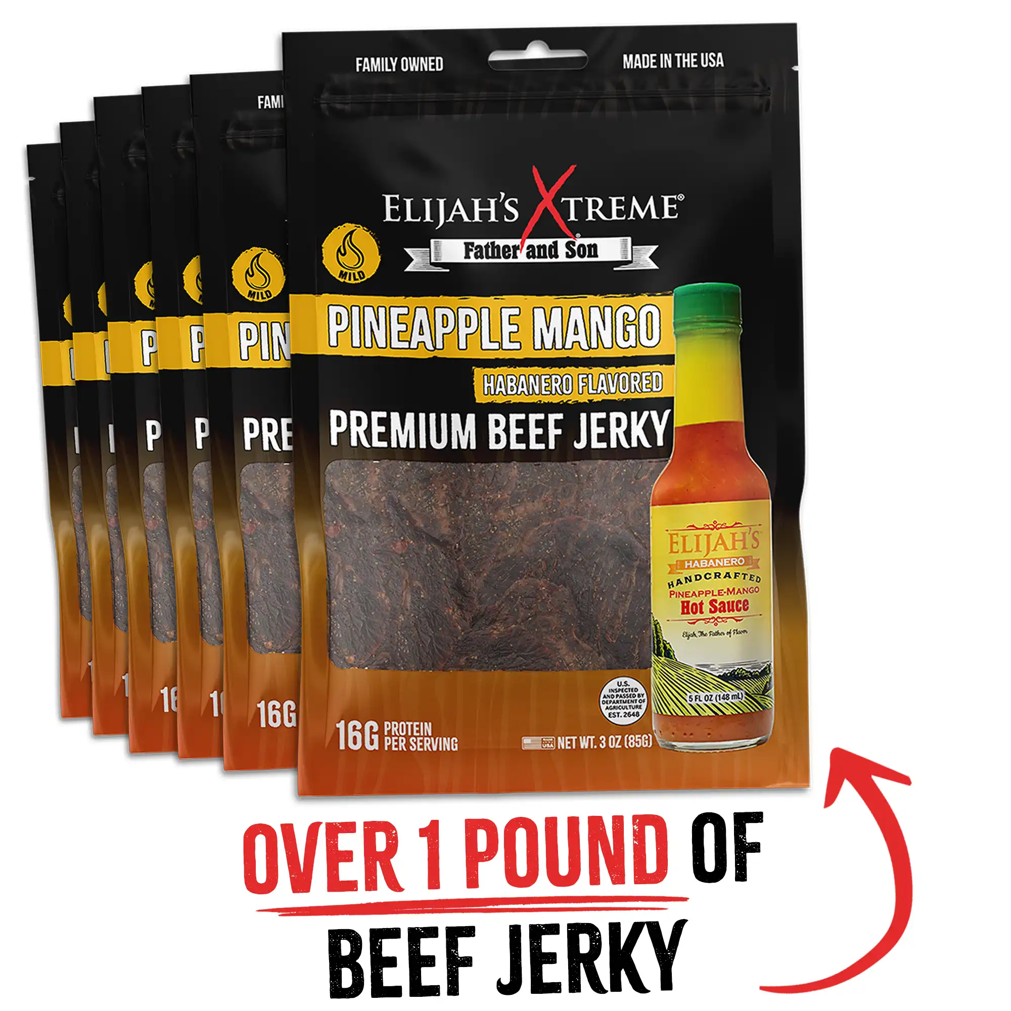 Pineapple-Mango Habanero Beef Jerky - 6 bags (1lb) - Image 6