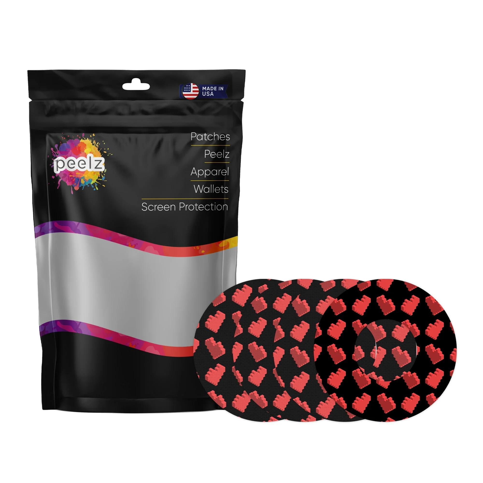 Pixel Hearts Patch  Tape Designed for the FreeStyle Libre 2 - Image 2