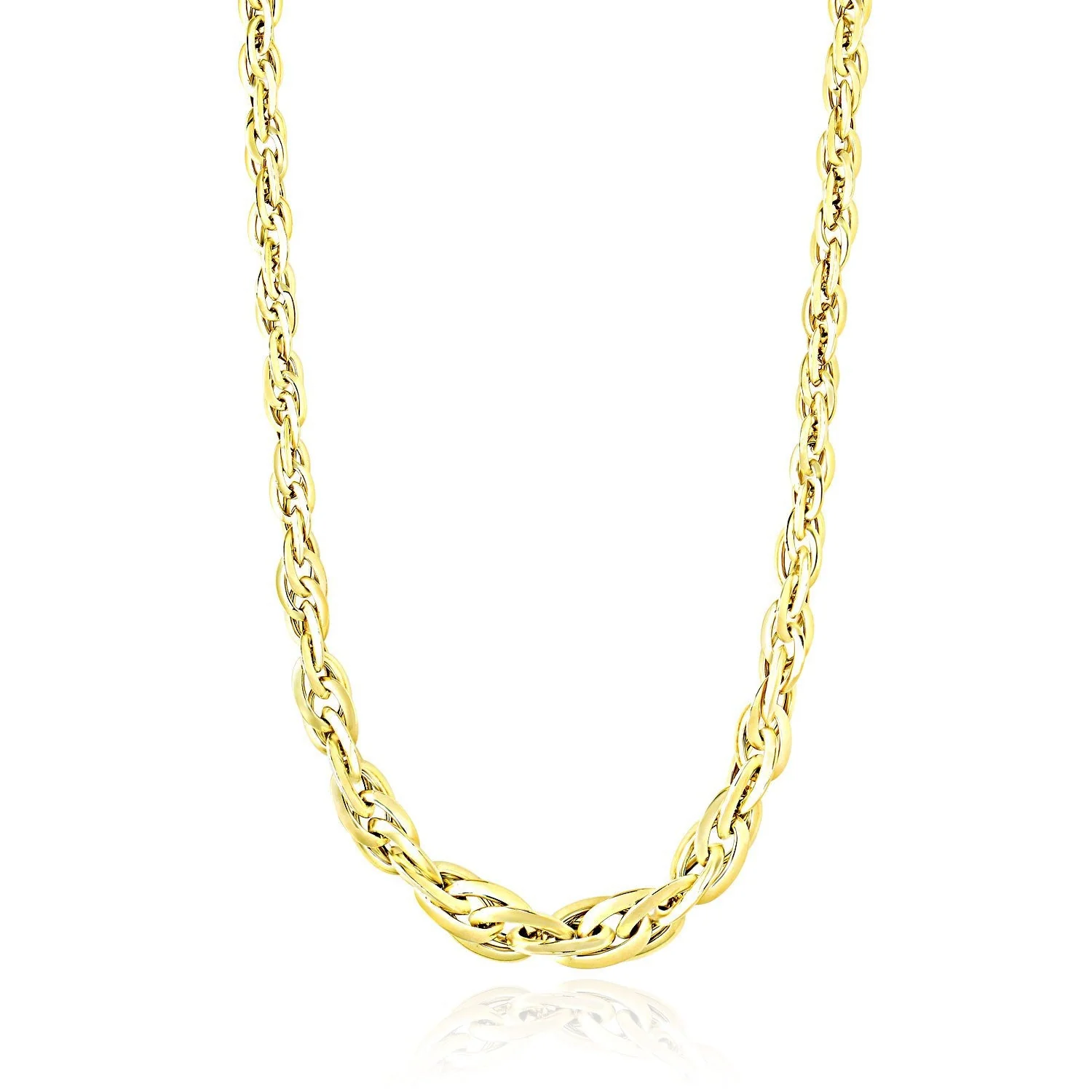 Polished Double Oval Link Chain Necklace in 14k Yellow Gold - Image 3