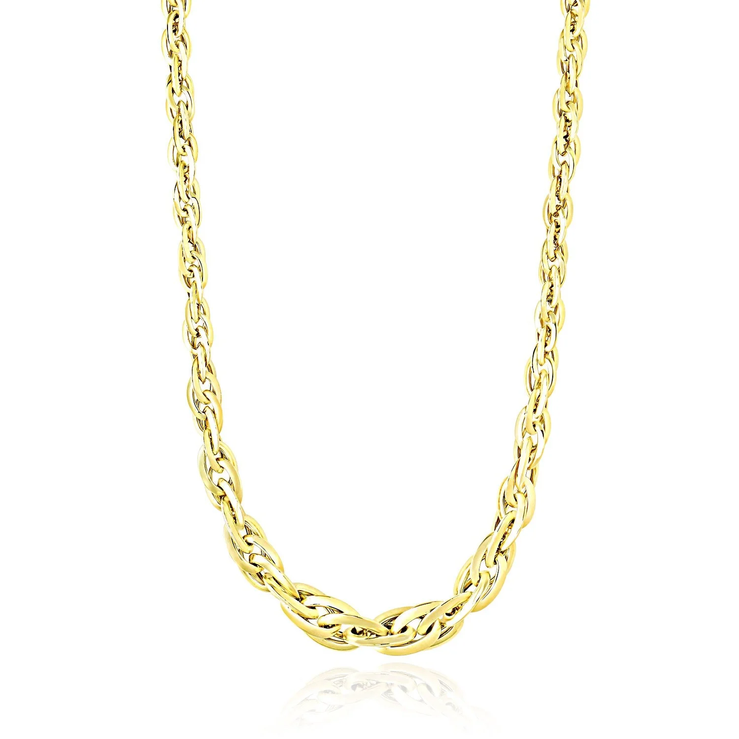 Polished Double Oval Link Chain Necklace in 14k Yellow Gold - Image 4