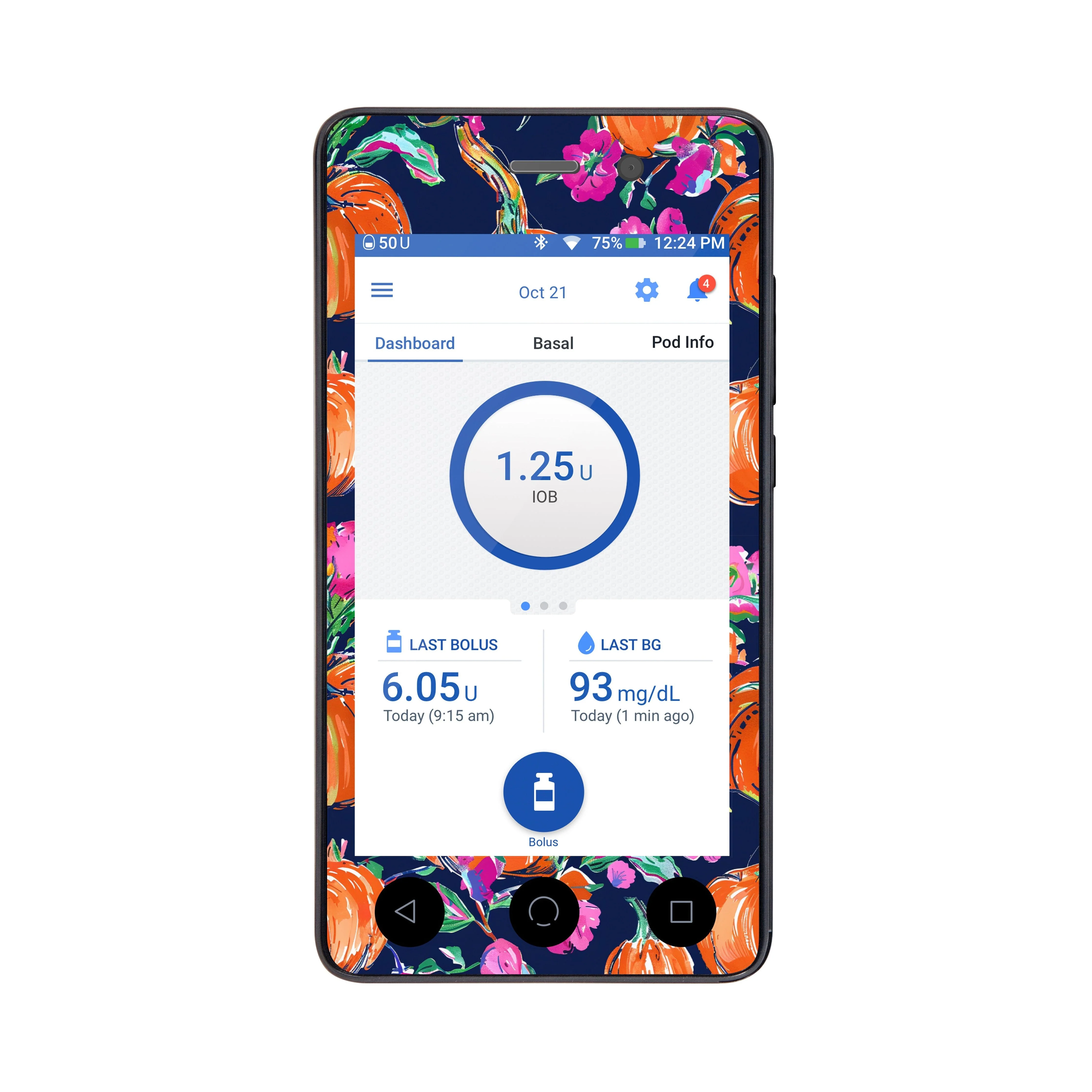 Preppy Pumpkin Sticker for Omnipod DASH® PDM – Pump Peelz