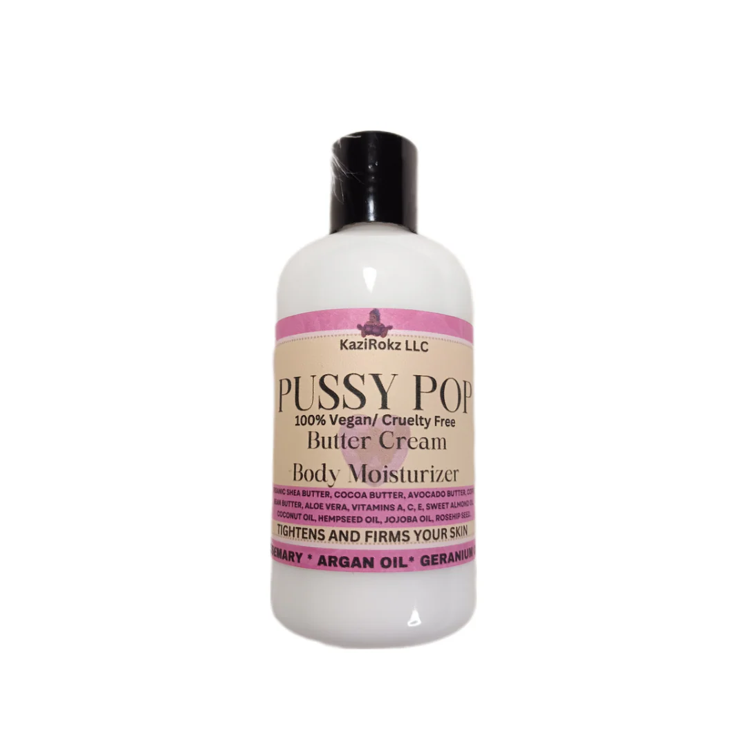 PUSSY POP "YONI" BUTTER CREAM 8oz. Ultra hydrating and moisturizing. Tightens and Firms your skin, Odor control, 100% Vegan/ Cruelty Free 🌱 🐷!