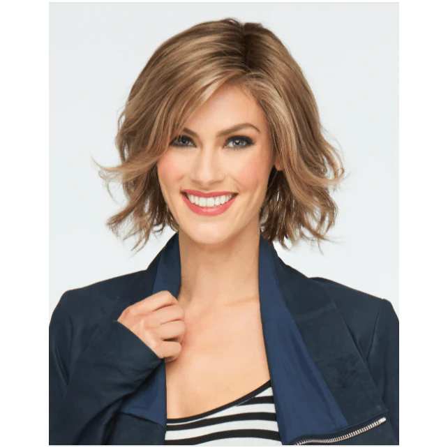 Raquel Welch Ahead of the Curve Sophisticated Mid-Length Layered Wig by Hairuwear, Average Cap Size, R14/88H Golden Wheat