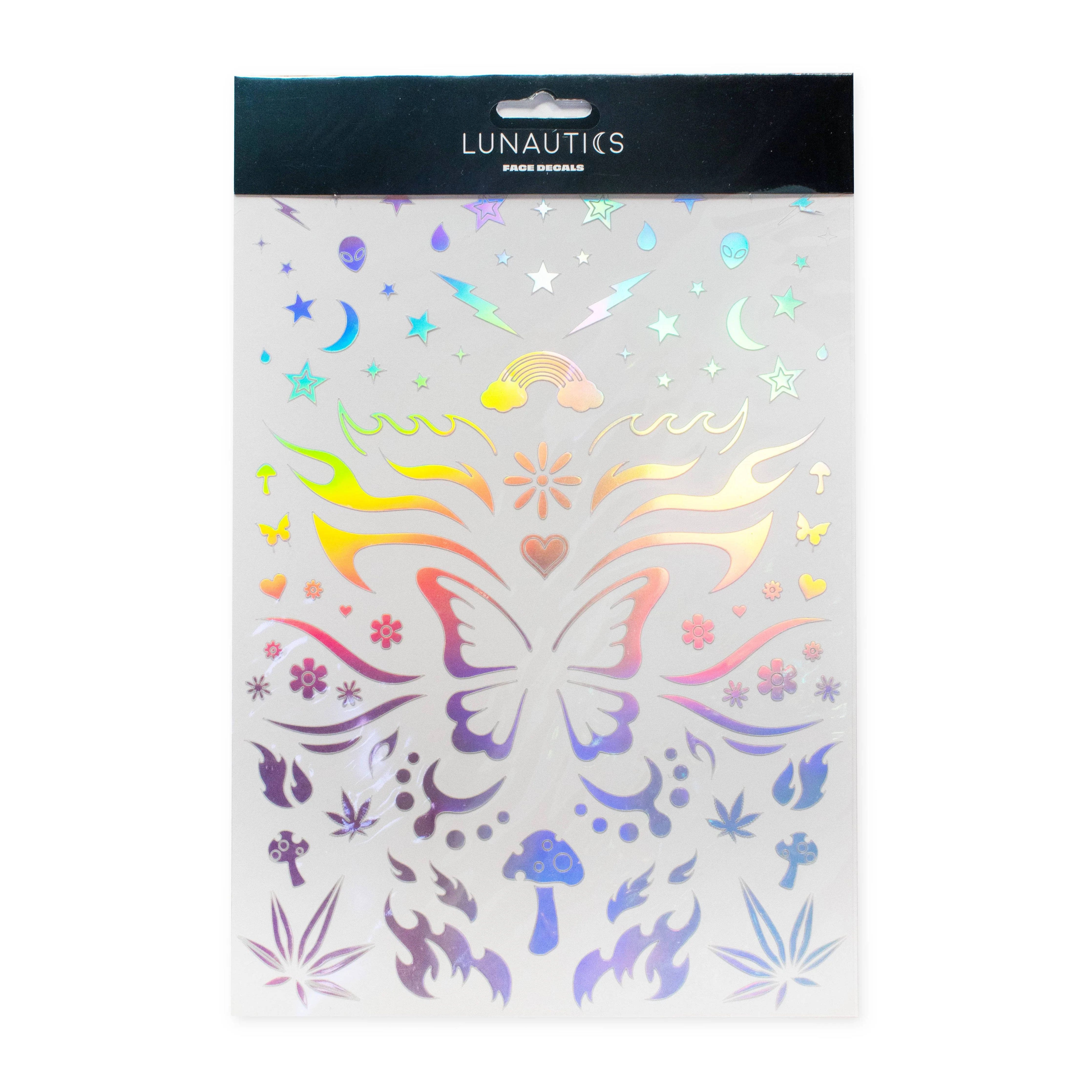 Rave Day Silver Holographic Face Decal Stickers