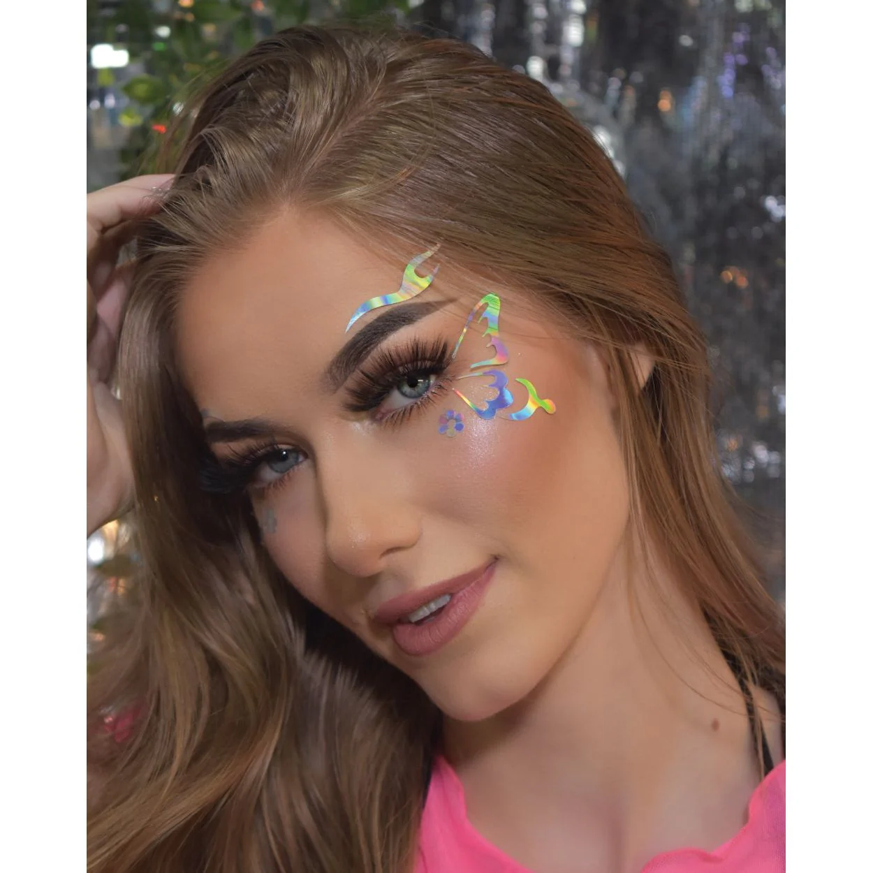 Rave Day Silver Holographic Face Decal Stickers - Image 2