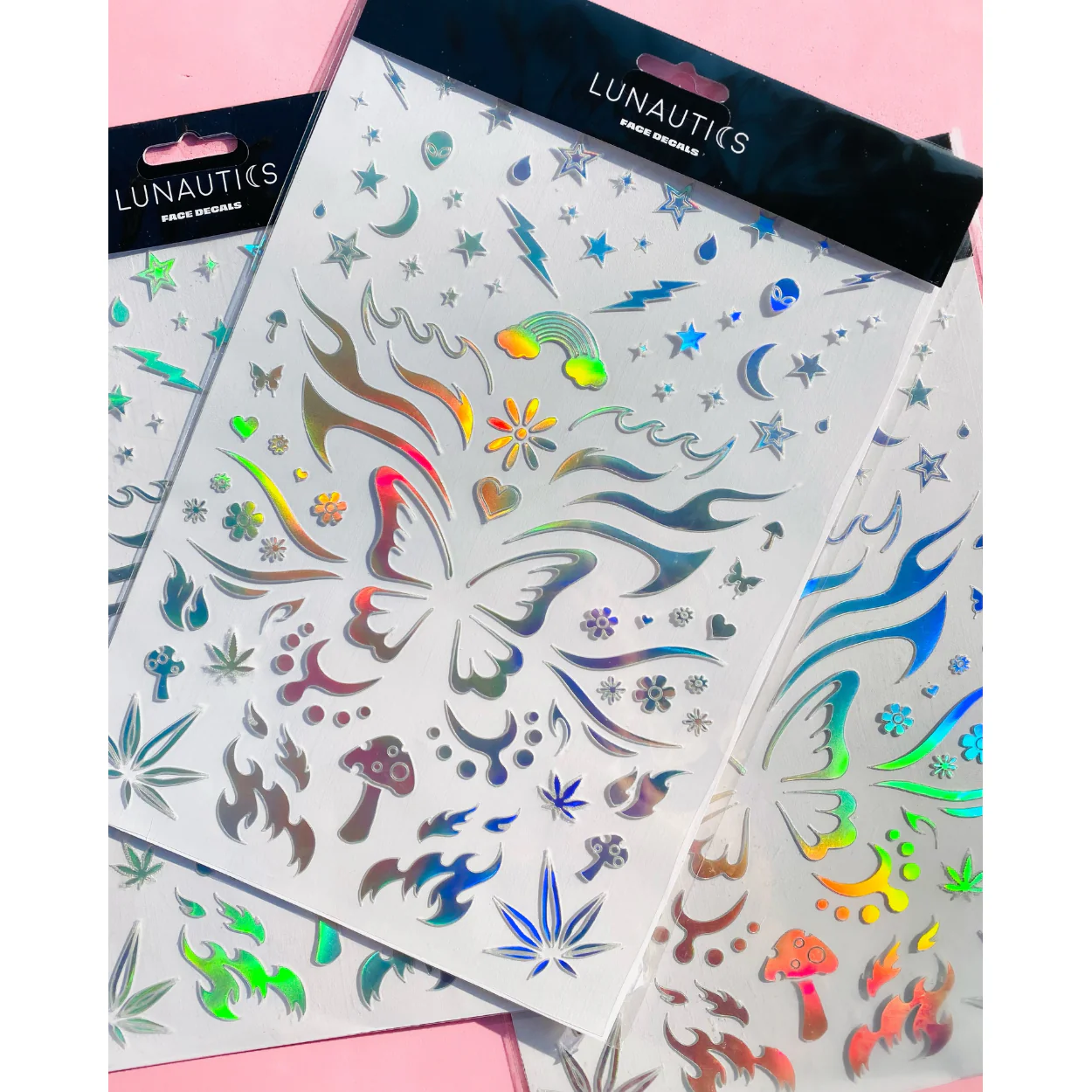 Rave Day Silver Holographic Face Decal Stickers - Image 3