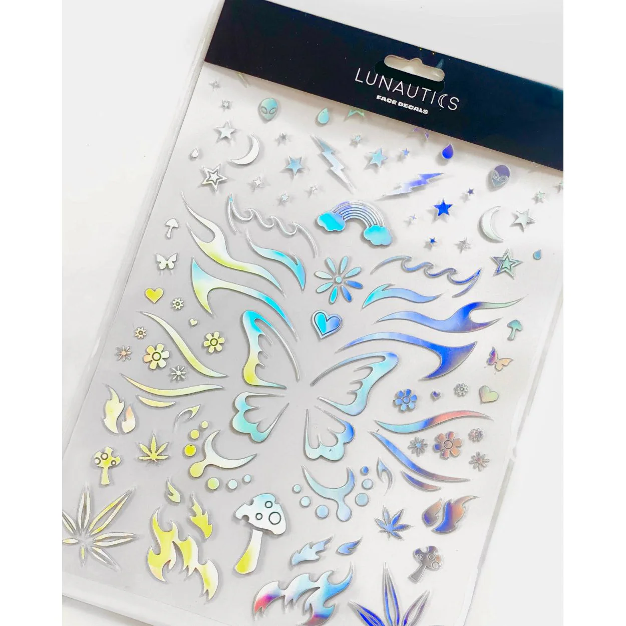 Rave Day Silver Holographic Face Decal Stickers - Image 5