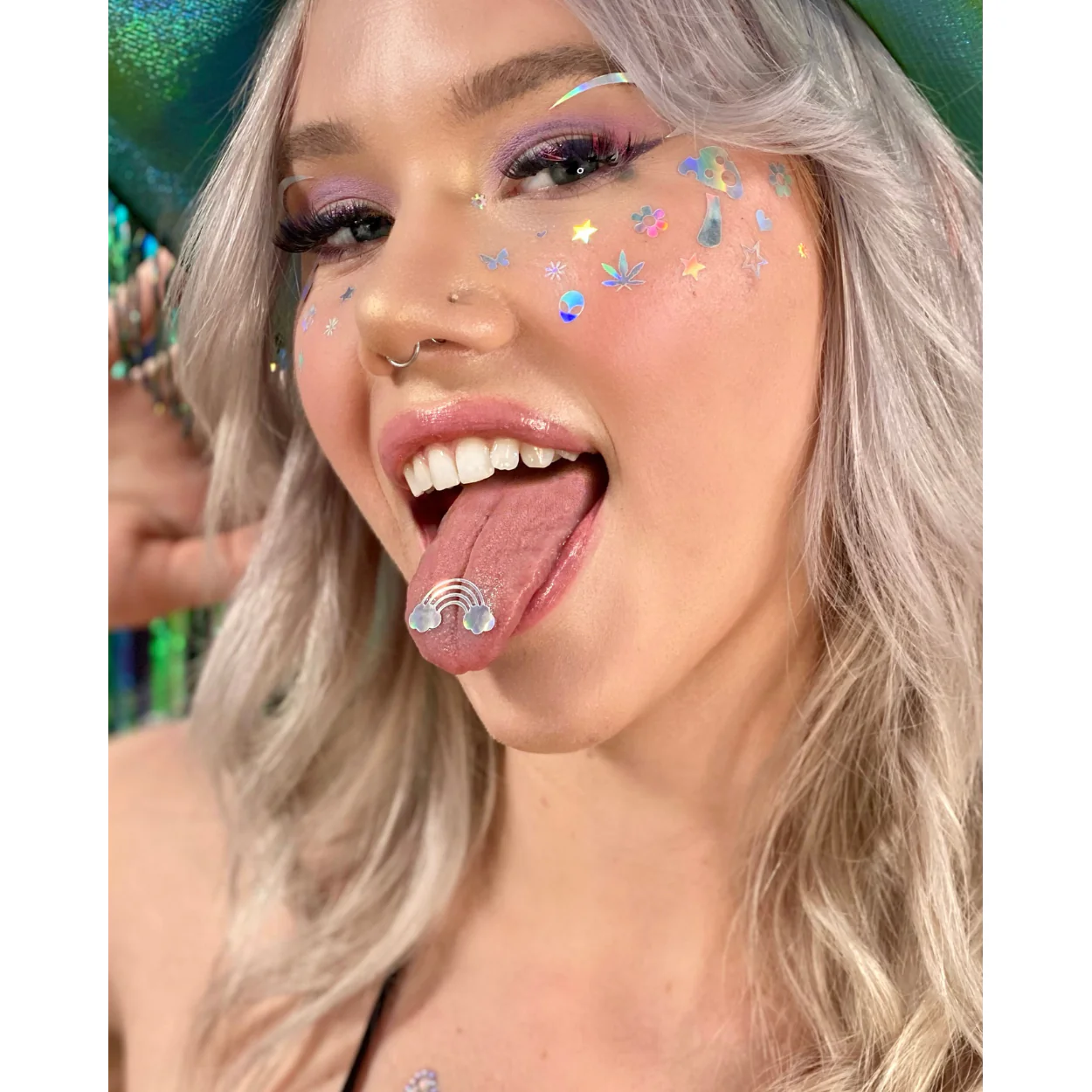 Rave Day Silver Holographic Face Decal Stickers - Image 6