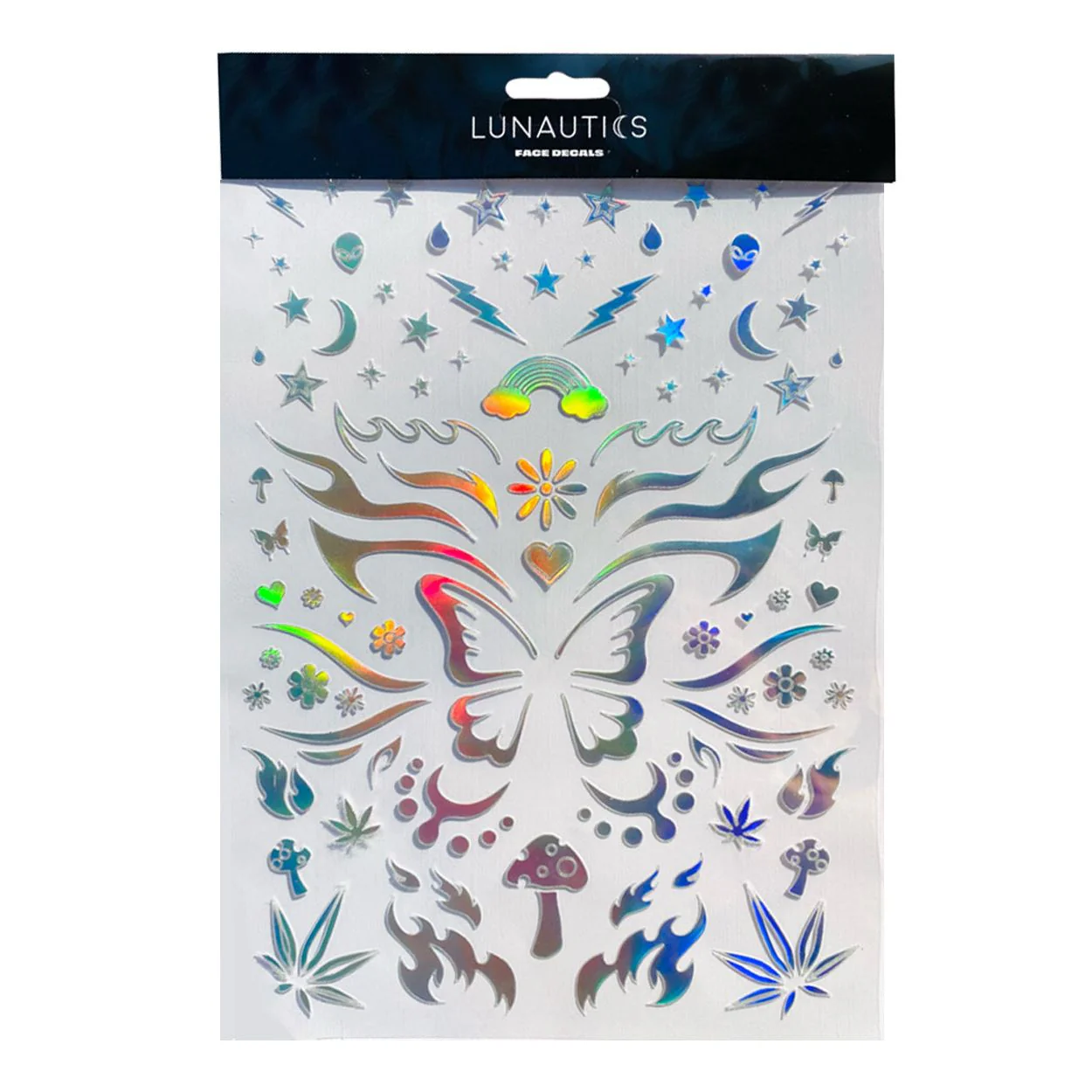 Rave Day Silver Holographic Face Decal Stickers - Image 9