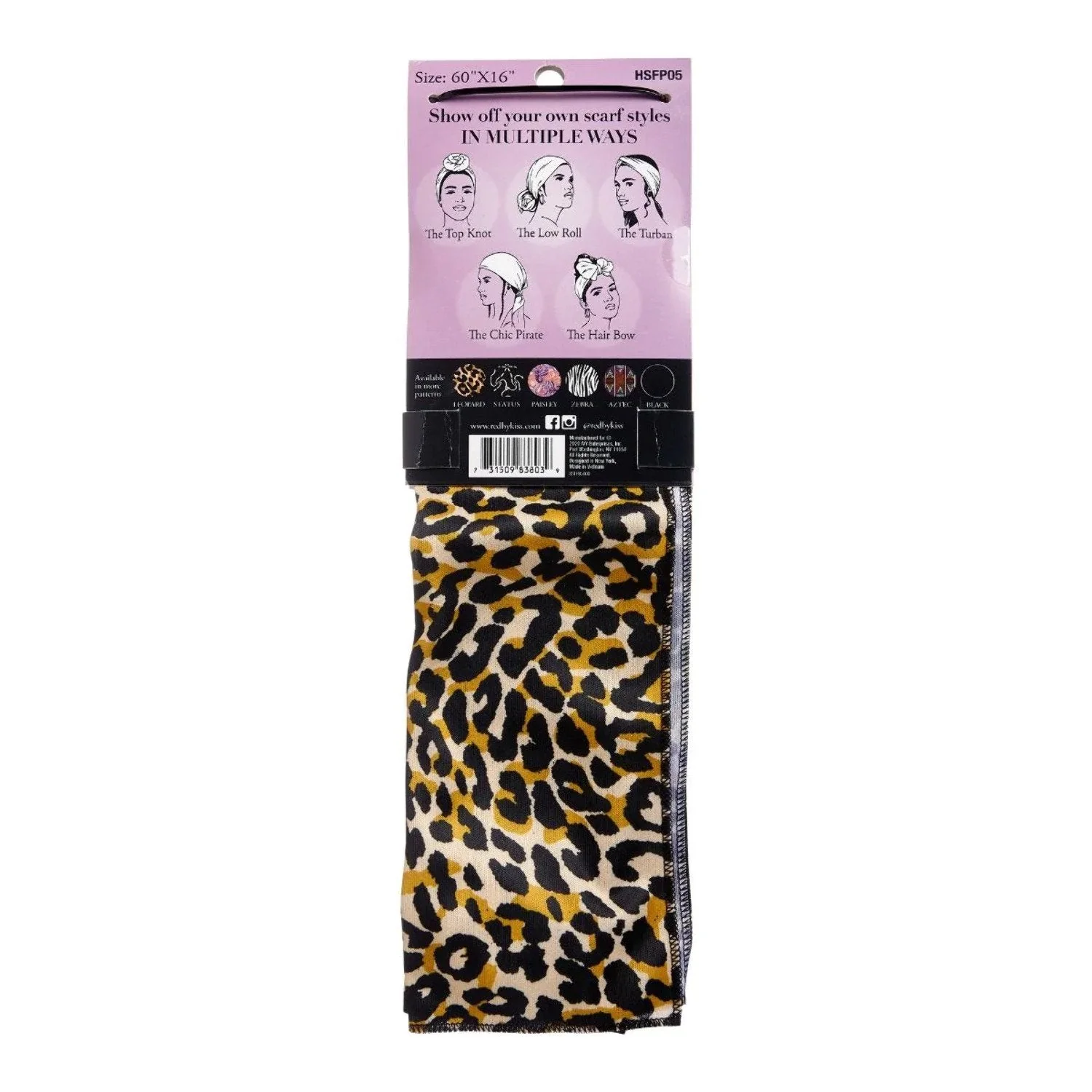 RED Satin Wrap Scarf - Leopard - Image 2